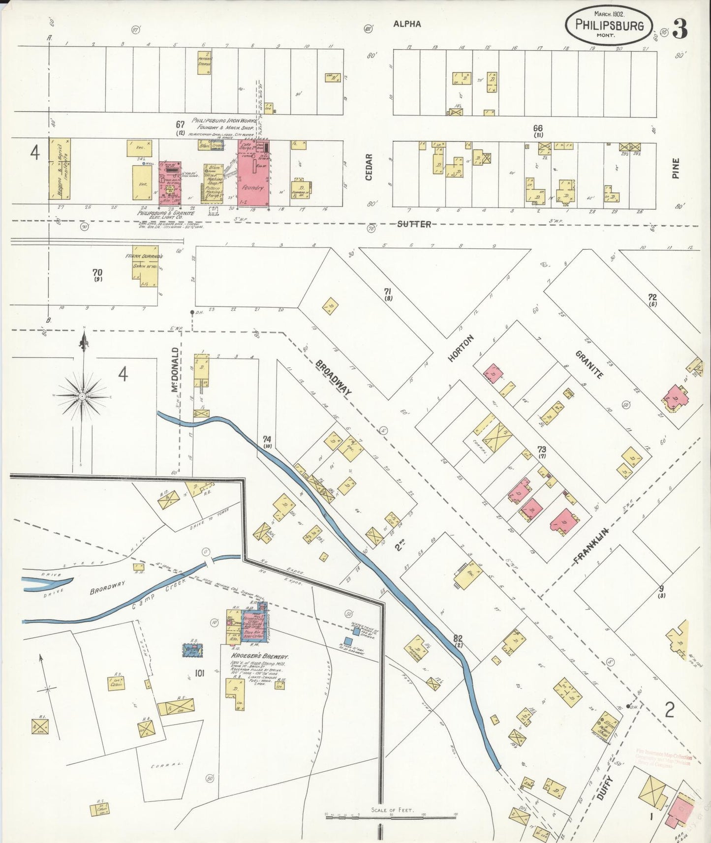 Sanborn Fire Insurance Map from Philipsburg, Granite County, Montana (1902), Sheet #0003 - Historic Sanborn Fire Insurance Map Print, vintage old map wall art, antique decor, genealogy gift, Montana Montana map