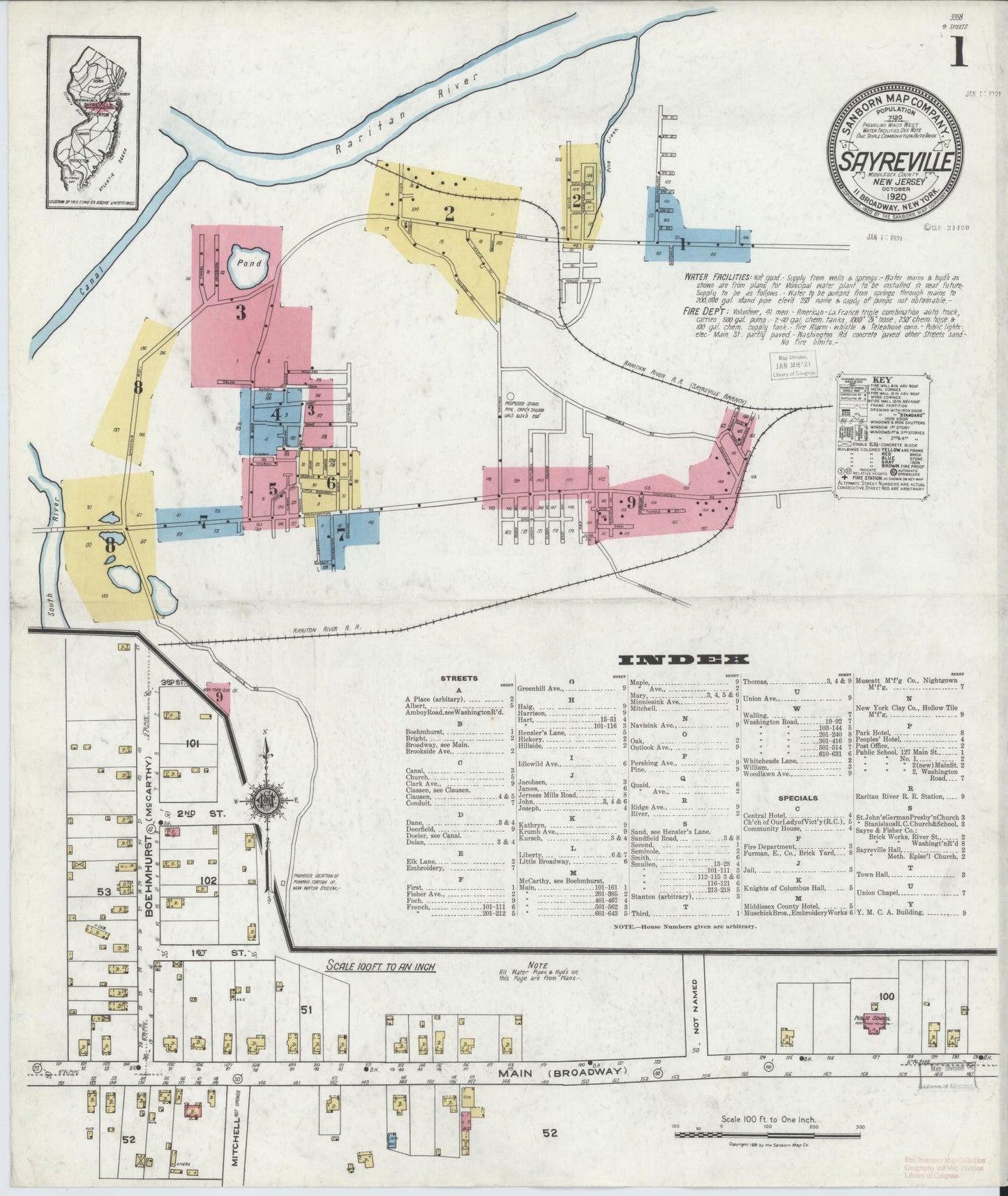 Sanborn Fire Insurance Map from Sayreville, Middlesex County, New Jersey. (1920) – Historic Sanborn Fire Insurance Map Print