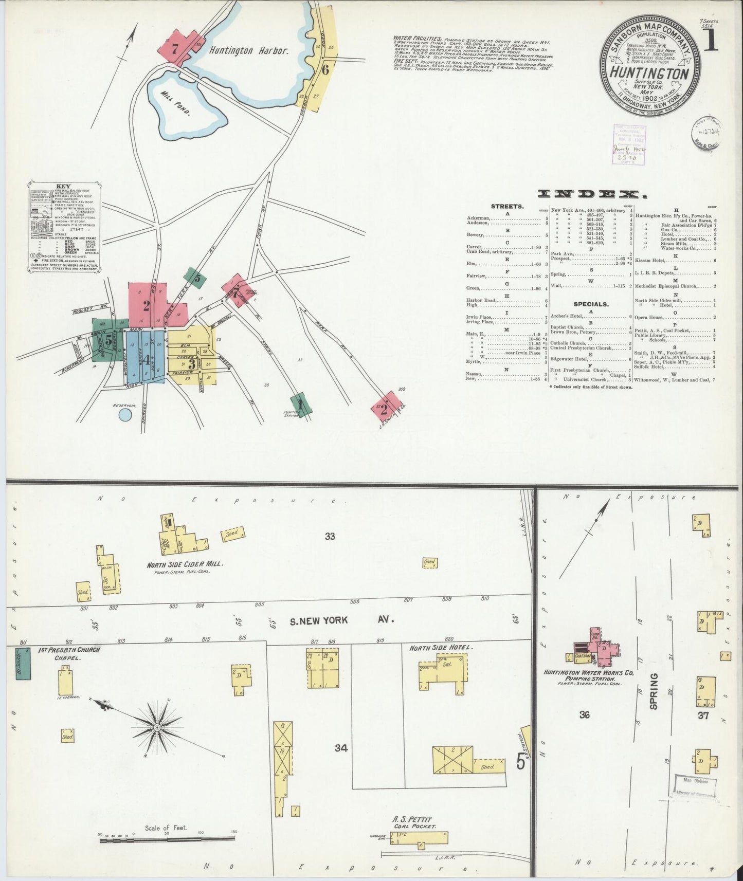 Sanborn Fire Insurance Map from Huntington, Suffolk County, New York. (1902) – Historic Sanborn Fire Insurance Map Print