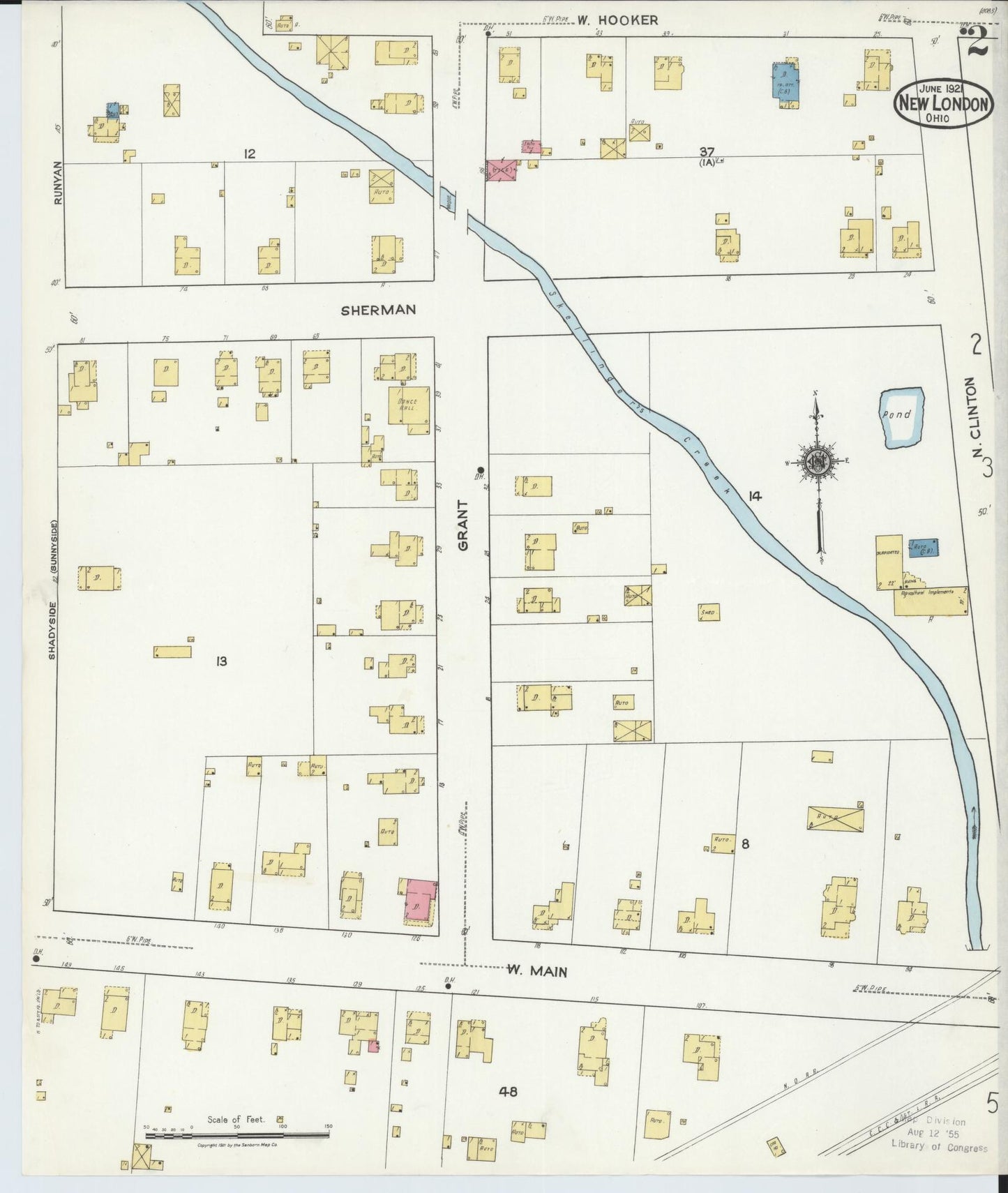 Sanborn Fire Insurance Map from New London, Huron County, Ohio (1921), Sheet #0002 - Historic Sanborn Fire Insurance Map Print, vintage old map wall art, antique decor, genealogy gift, Ohio Ohio map