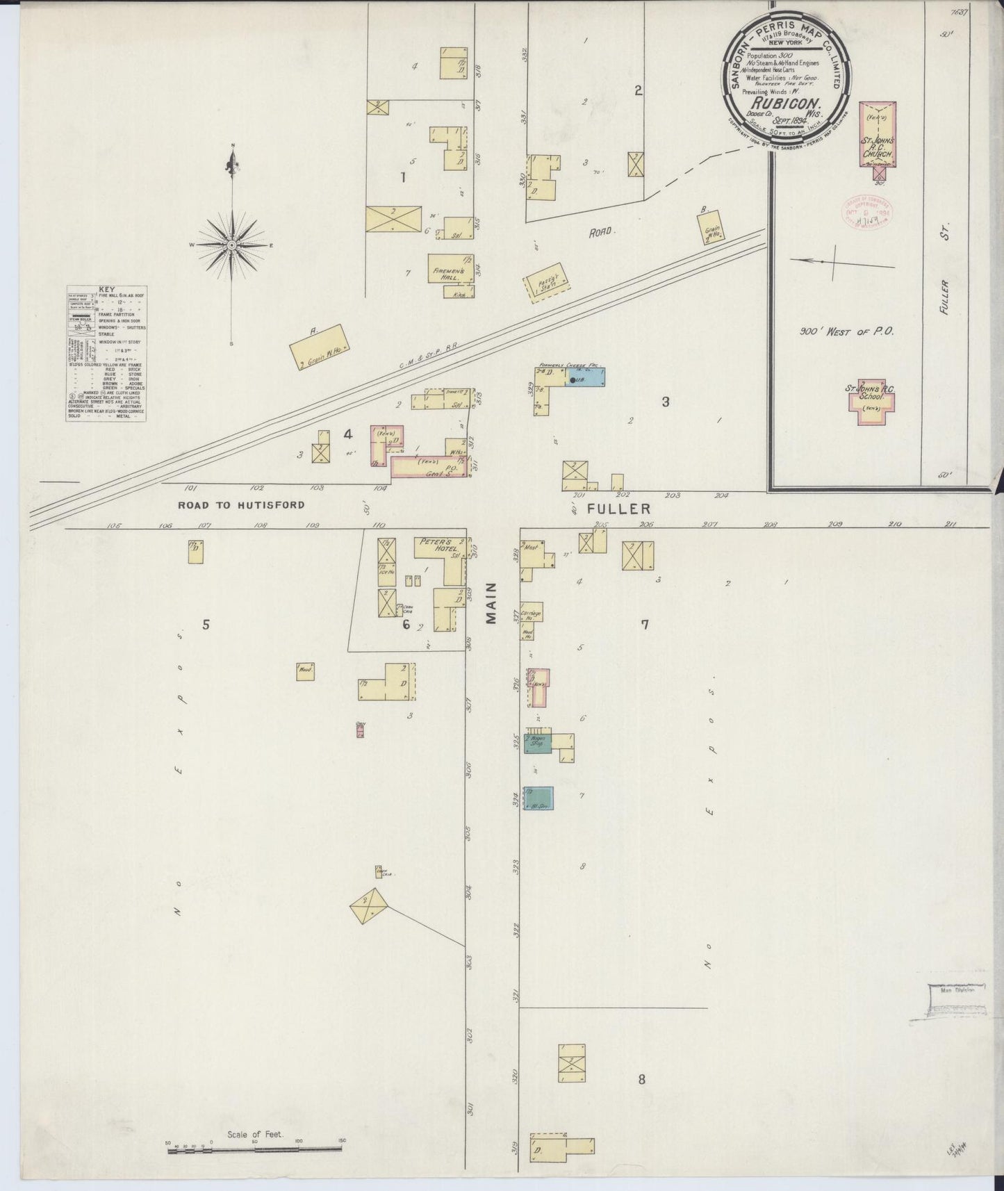 Sanborn Fire Insurance Map from Rubicon, Dodge County, Wisconsin (1894), Sheet #0001 - Historic Sanborn Fire Insurance Map Print, vintage old map wall art, antique decor, genealogy gift, Wisconsin Wisconsin map