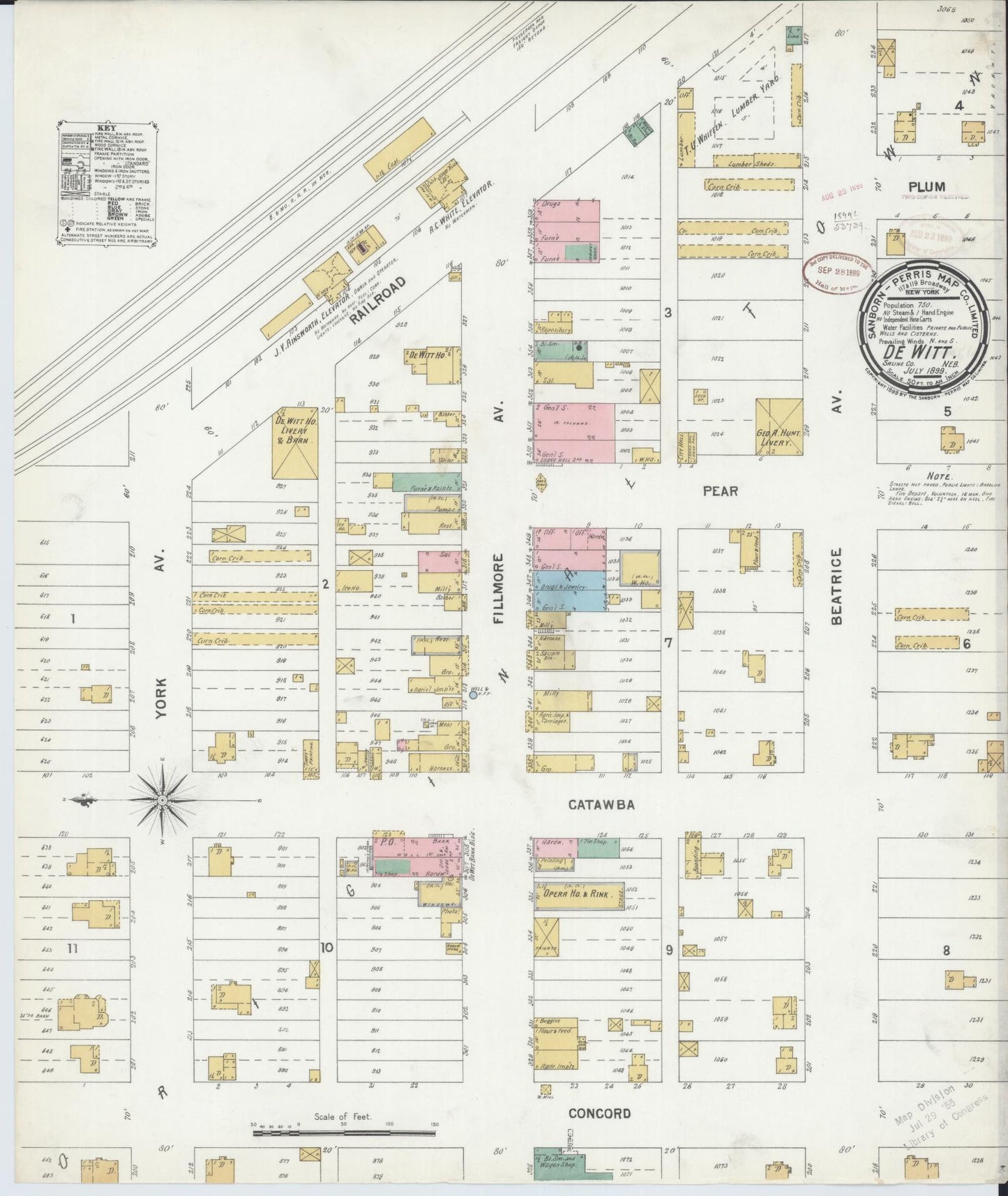 Sanborn Fire Insurance Map from De Witt, Saline County, Nebraska (1892), Sheet #0001 - Historic Sanborn Fire Insurance Map Print, vintage old map wall art, antique decor, genealogy gift, Nebraska Nebraska map