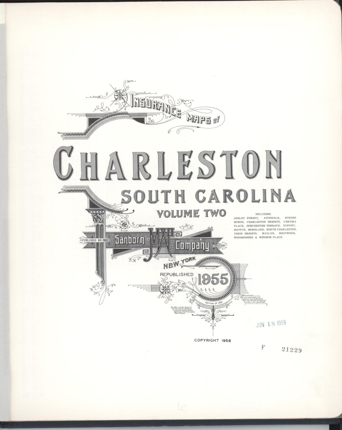 Sanborn Fire Insurance Map from Charleston, Charleston County, South Carolina (1955), Sheet #0001 - Complete Map Set gallery image, historic Sanborn map, vintage wall art, South Carolina South Carolina