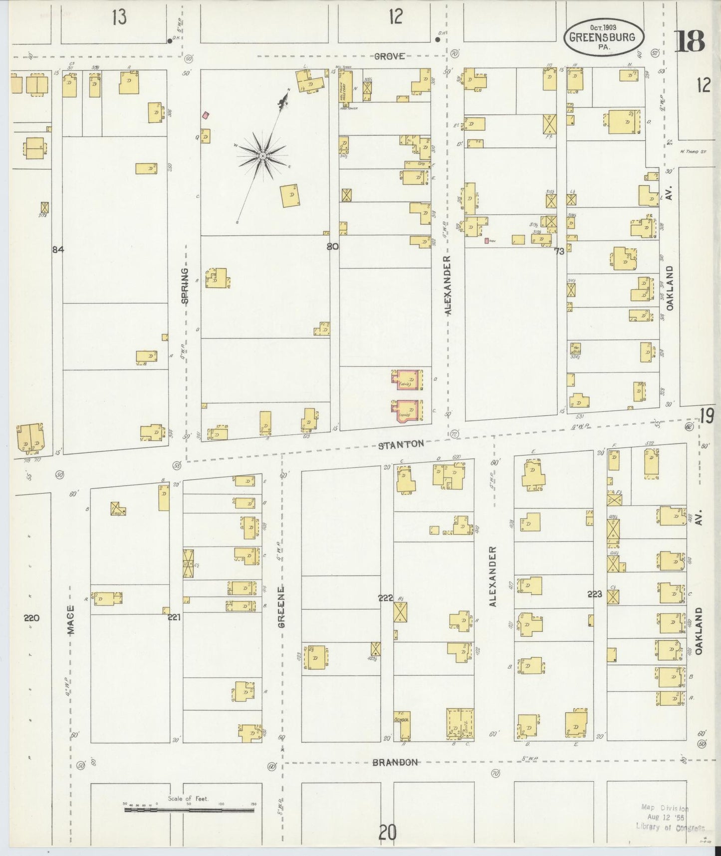 Sanborn Fire Insurance Map from Greensburg, Westmoreland County, Pennsylvania (1903), Sheet #0018 - Historic Sanborn Fire Insurance Map Print, vintage old map wall art, antique decor, genealogy gift, Pennsylvania Pennsylvania map