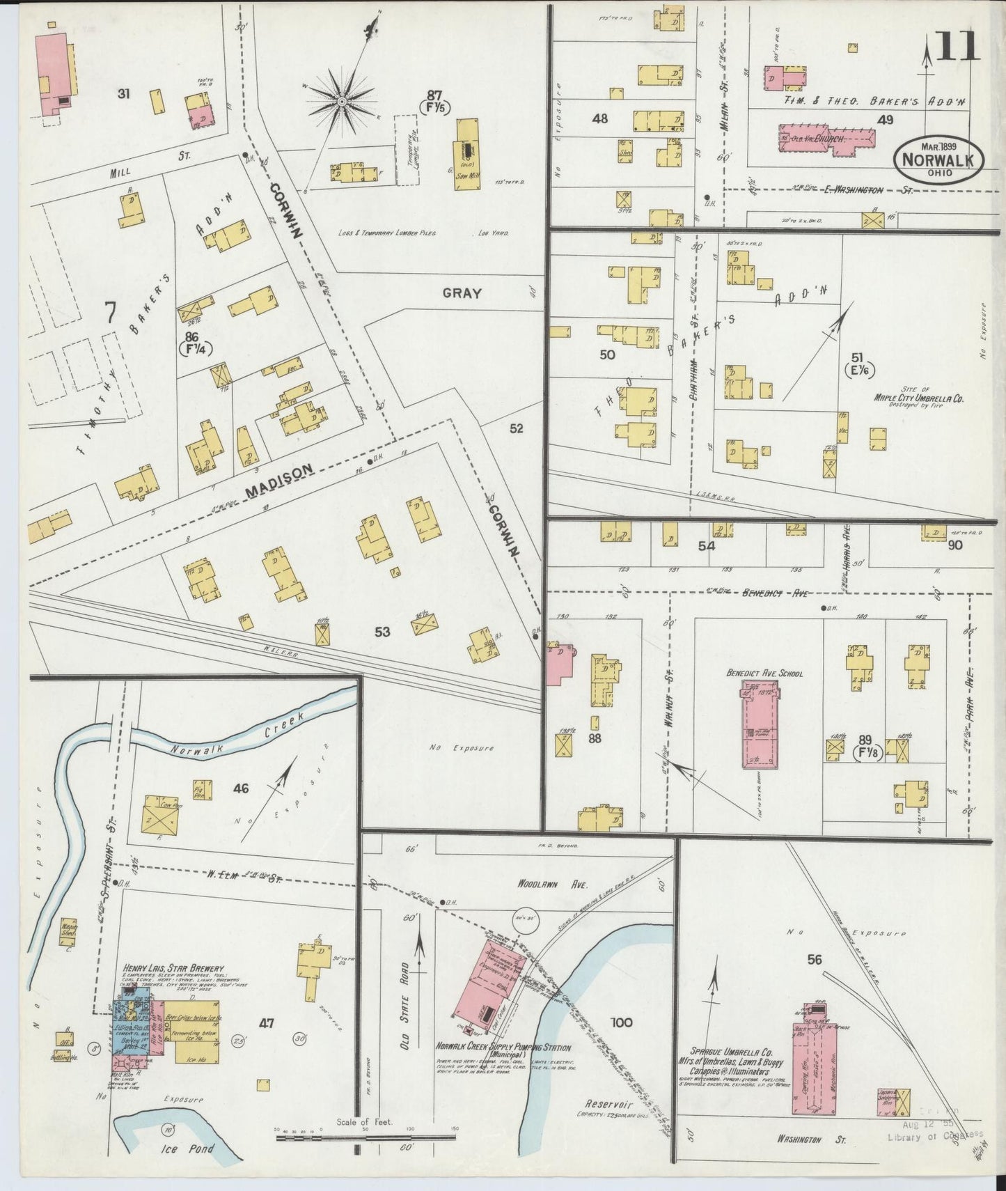 Sanborn Fire Insurance Map from Norwalk, Huron County, Ohio (1899), Sheet #0011 - Complete Map Set gallery image, historic Sanborn map, vintage wall art, Ohio Ohio