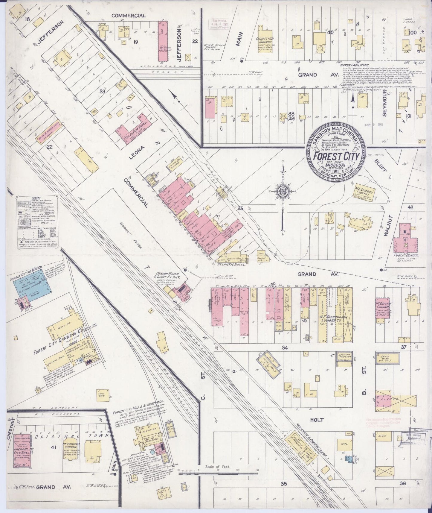 Sanborn Fire Insurance Map from Forest City, Holt County, Missouri (1911), Sheet #0001 - Historic Sanborn Fire Insurance Map Print, vintage old map wall art, antique decor, genealogy gift, Missouri Missouri map