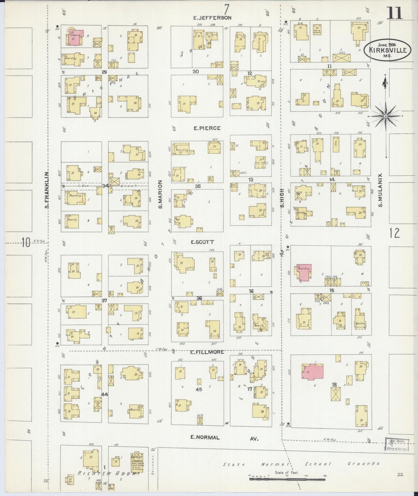 Sanborn Fire Insurance Map from Kirksville, Adair County, Missouri (1906), Sheet #0011 - Historic Sanborn Fire Insurance Map Print, vintage old map wall art, antique decor, genealogy gift, Missouri Missouri map