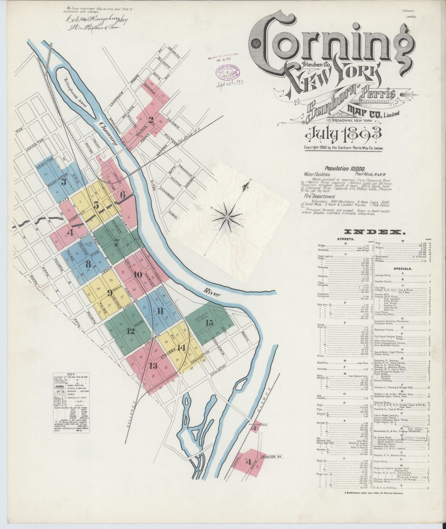 Sanborn Fire Insurance Map from Corning, Steuben County, New York. (1893) – Historic Sanborn Fire Insurance Map Print