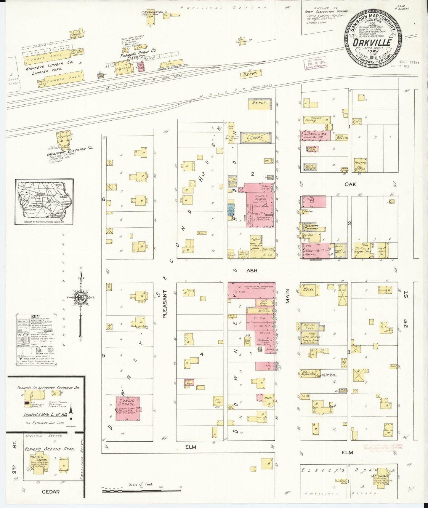 Sanborn Fire Insurance Map from Oakville, Louisa County, Iowa. (1913) – Map View