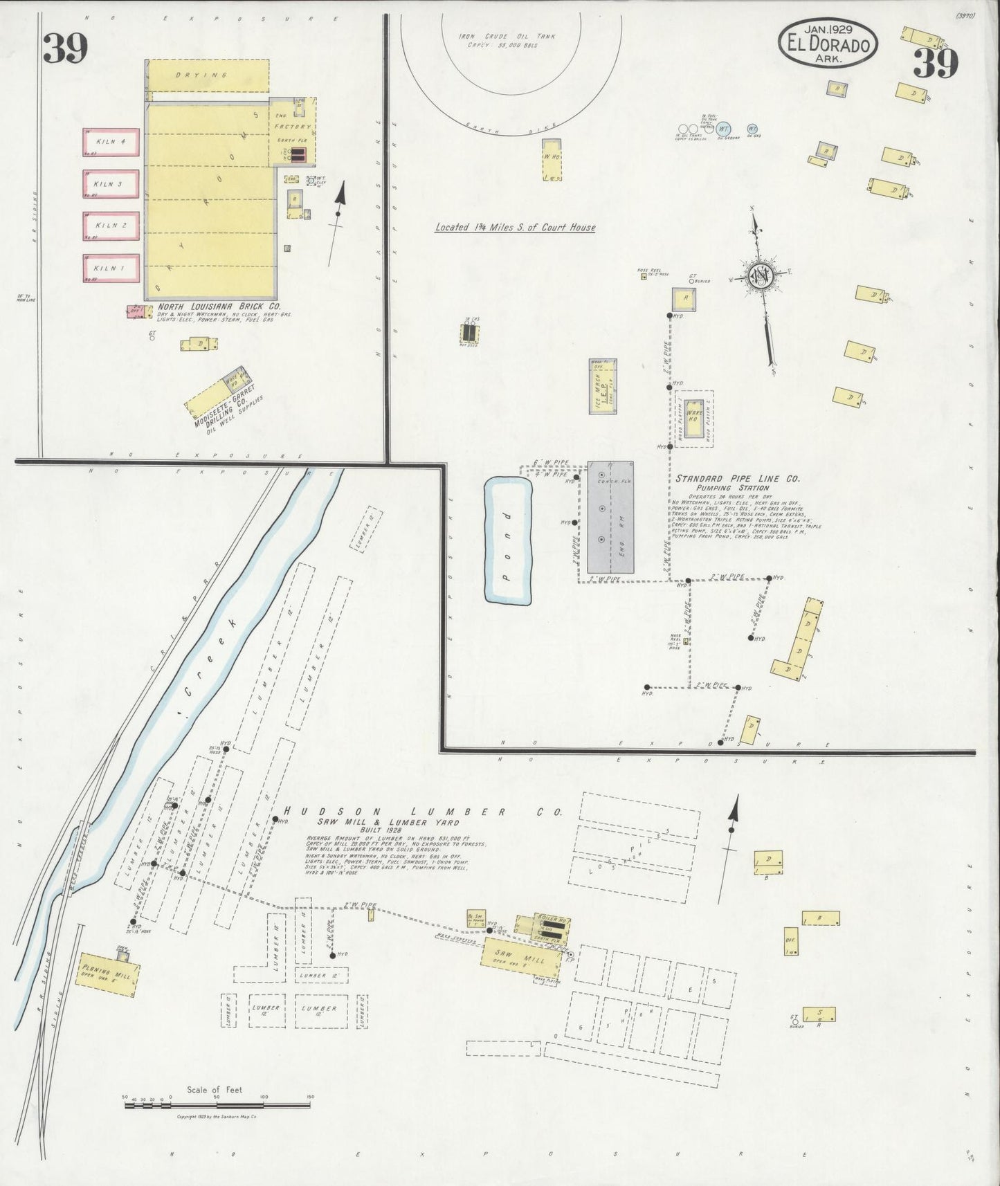 Sanborn Fire Insurance Map from El Dorado, Union County, Arkansas (1929), Sheet #0039 - Historic Sanborn Fire Insurance Map Print, vintage old map wall art, antique decor, genealogy gift, Arkansas Arkansas map