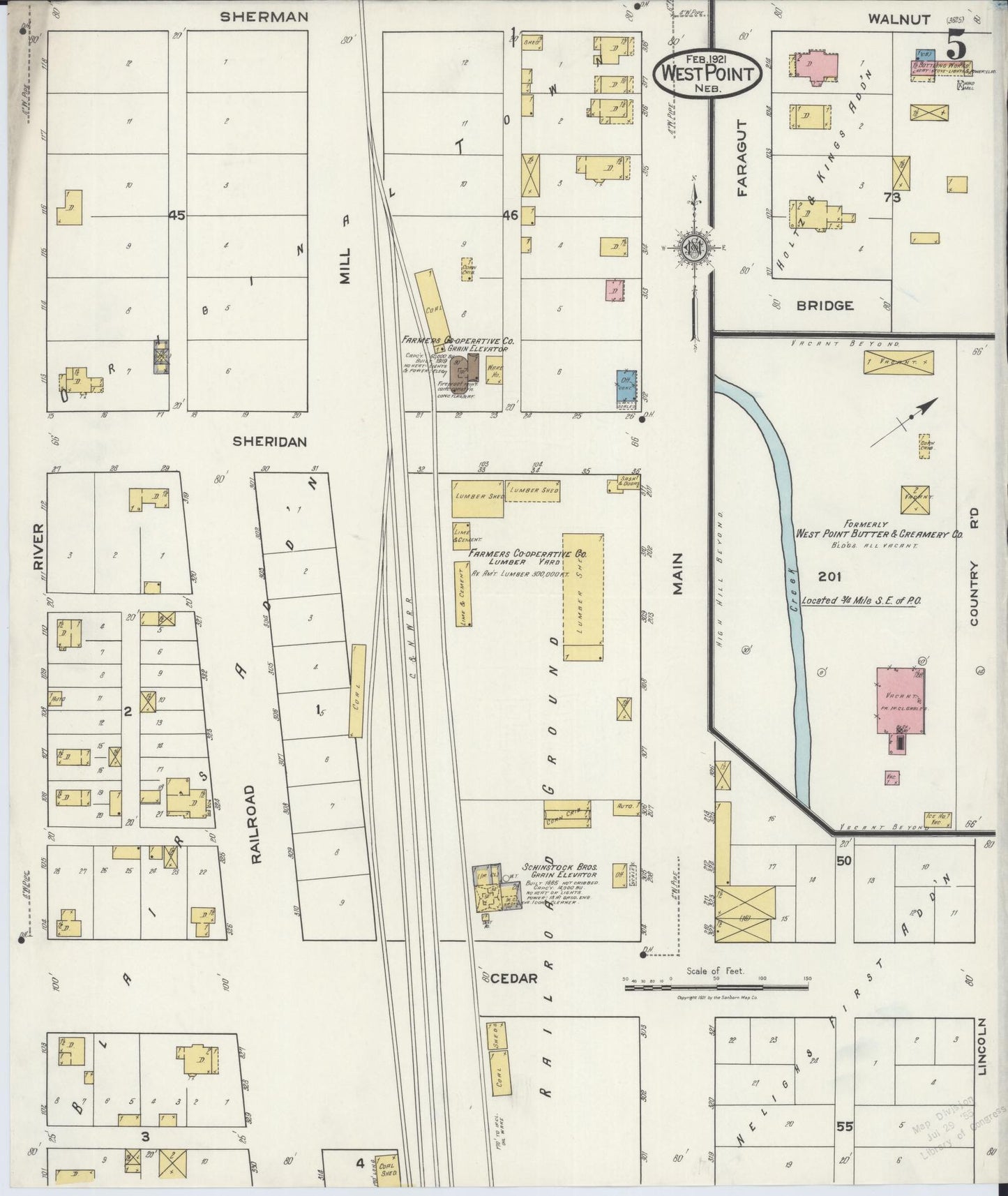 Sanborn Fire Insurance Map from West Point, Cuming County, Nebraska (1921), Sheet #0005 - Complete Map Set gallery image, historic Sanborn map, vintage wall art, Nebraska Nebraska