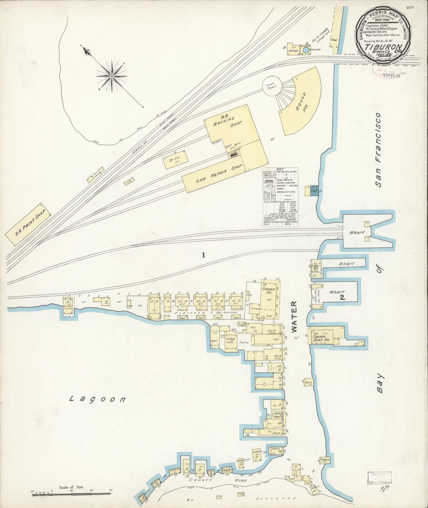 Sanborn Fire Insurance Map from Tiburon, Marin County, California. (1891) – Historic Sanborn Fire Insurance Map Print