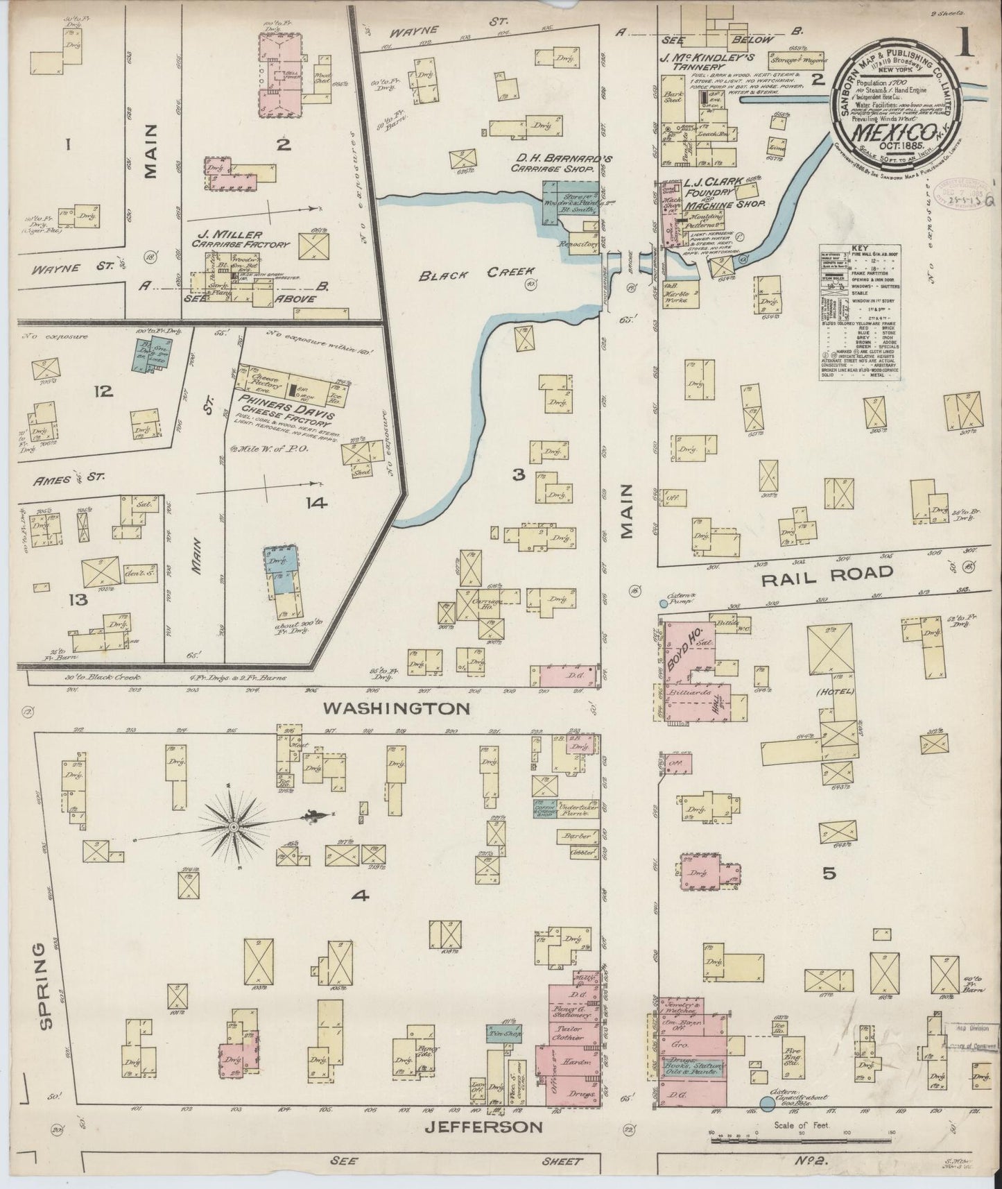 Sanborn Fire Insurance Map from Mexico, Oswego County, New York. (1885) – Historic Sanborn Fire Insurance Map Print
