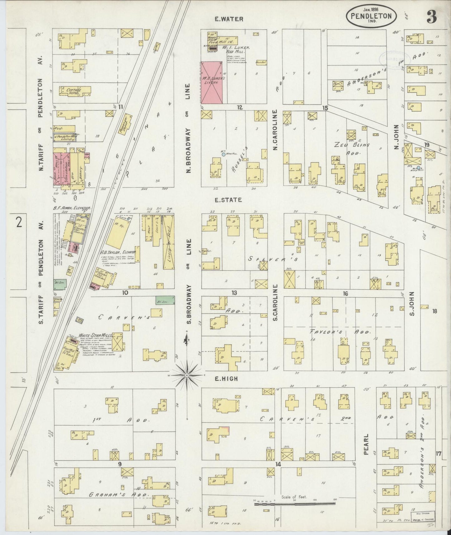 Sanborn Fire Insurance Map from Pendleton, Madison County, Indiana (1898), Sheet #0003 - Complete Map Set gallery image, historic Sanborn map, vintage wall art, Indiana Indiana