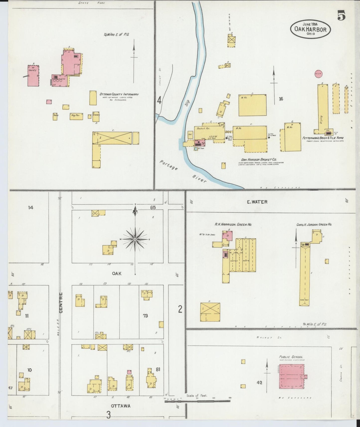 Sanborn Fire Insurance Map from Oak Harbor, Ottawa County, Ohio (1904), Sheet #0005 - Complete Map Set gallery image, historic Sanborn map, vintage wall art, Ohio Ohio