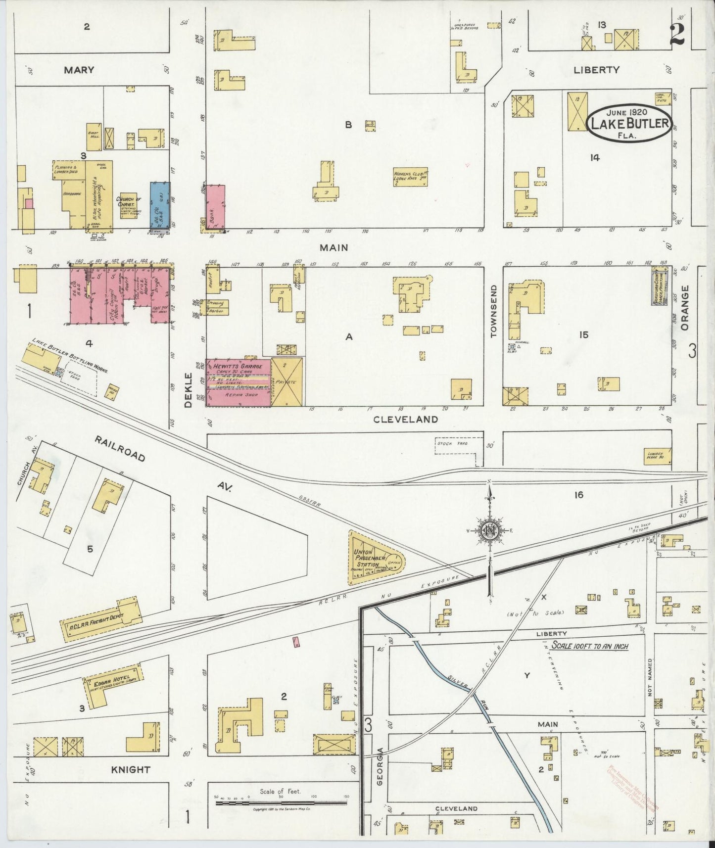 Sanborn Fire Insurance Map from Lake Butler, Union County, Florida (1920), Sheet #0002 - Historic Sanborn Fire Insurance Map Print, vintage old map wall art, antique decor, genealogy gift, Florida Florida map