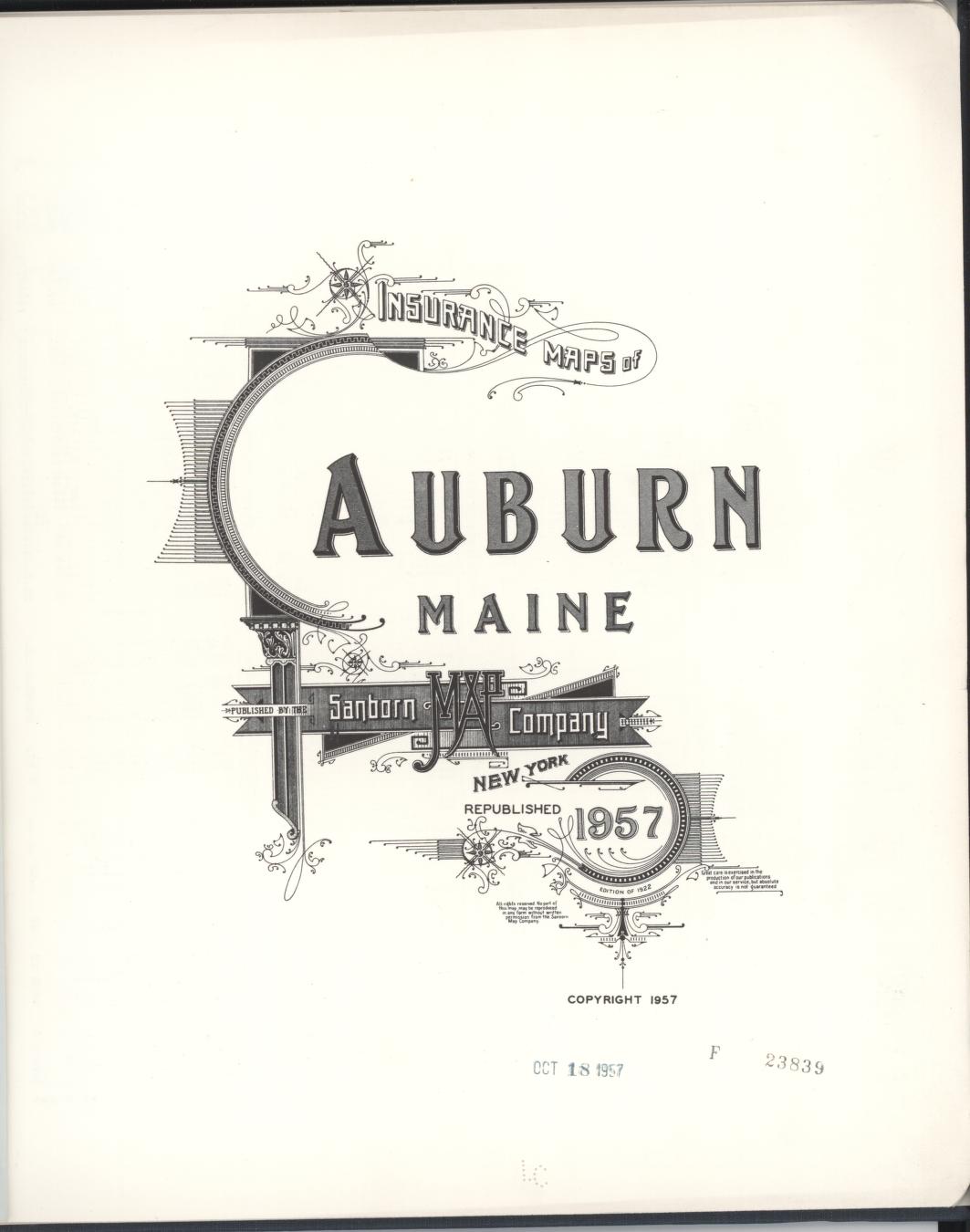 Sanborn Fire Insurance Map from Auburn, Androscoggin County, Maine. (1957) – Historic Sanborn Fire Insurance Map Print