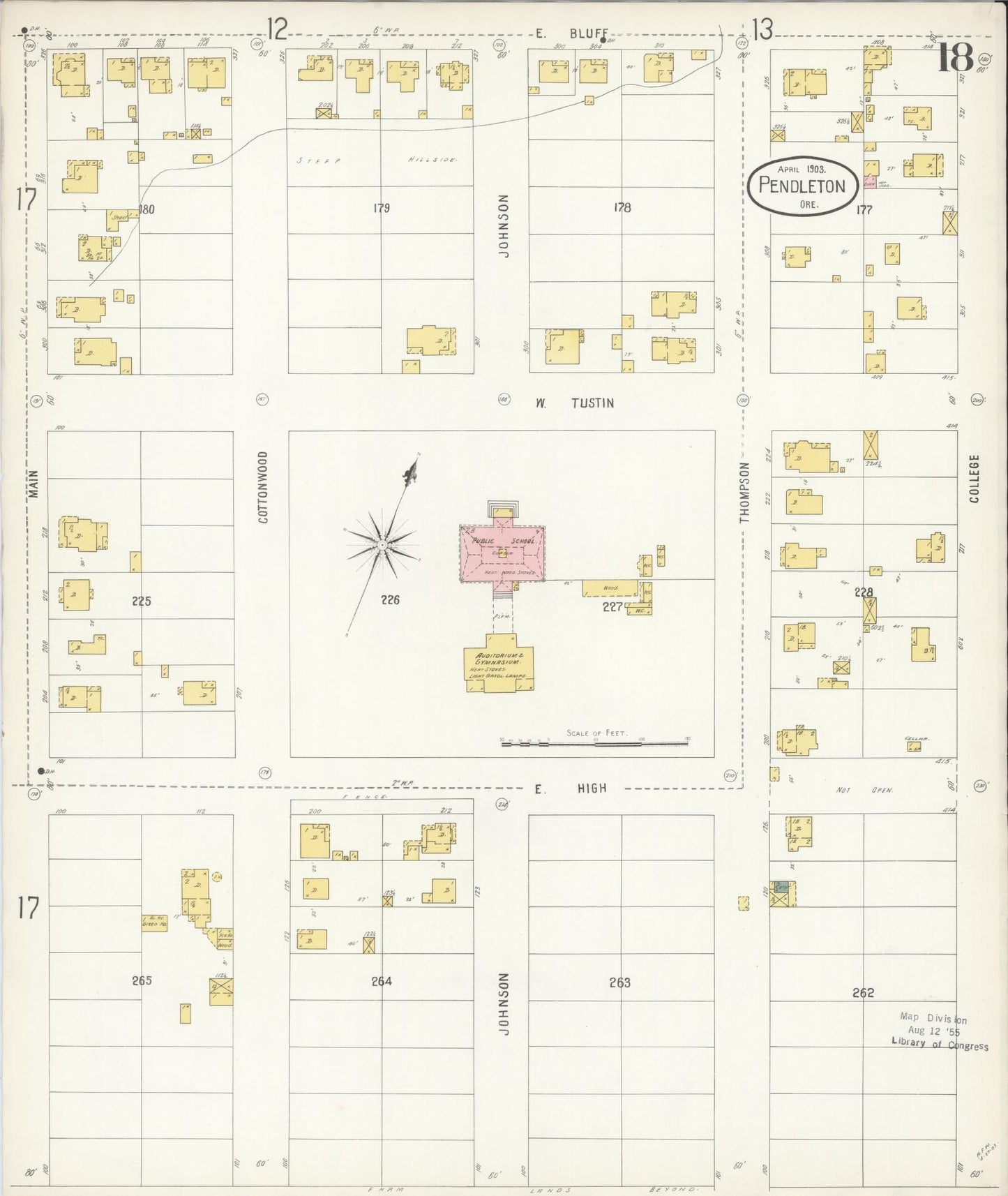Sanborn Fire Insurance Map from Pendleton, Umatilla County, Oregon (1903), Sheet #0018 - Historic Sanborn Fire Insurance Map Print, vintage old map wall art, antique decor, genealogy gift, Oregon Oregon map