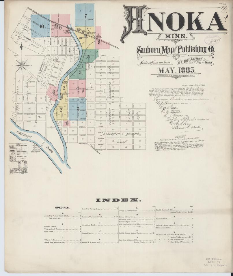 Sanborn Fire Insurance Map from Anoka, Anoka County, Minnesota. (1885) – Map View