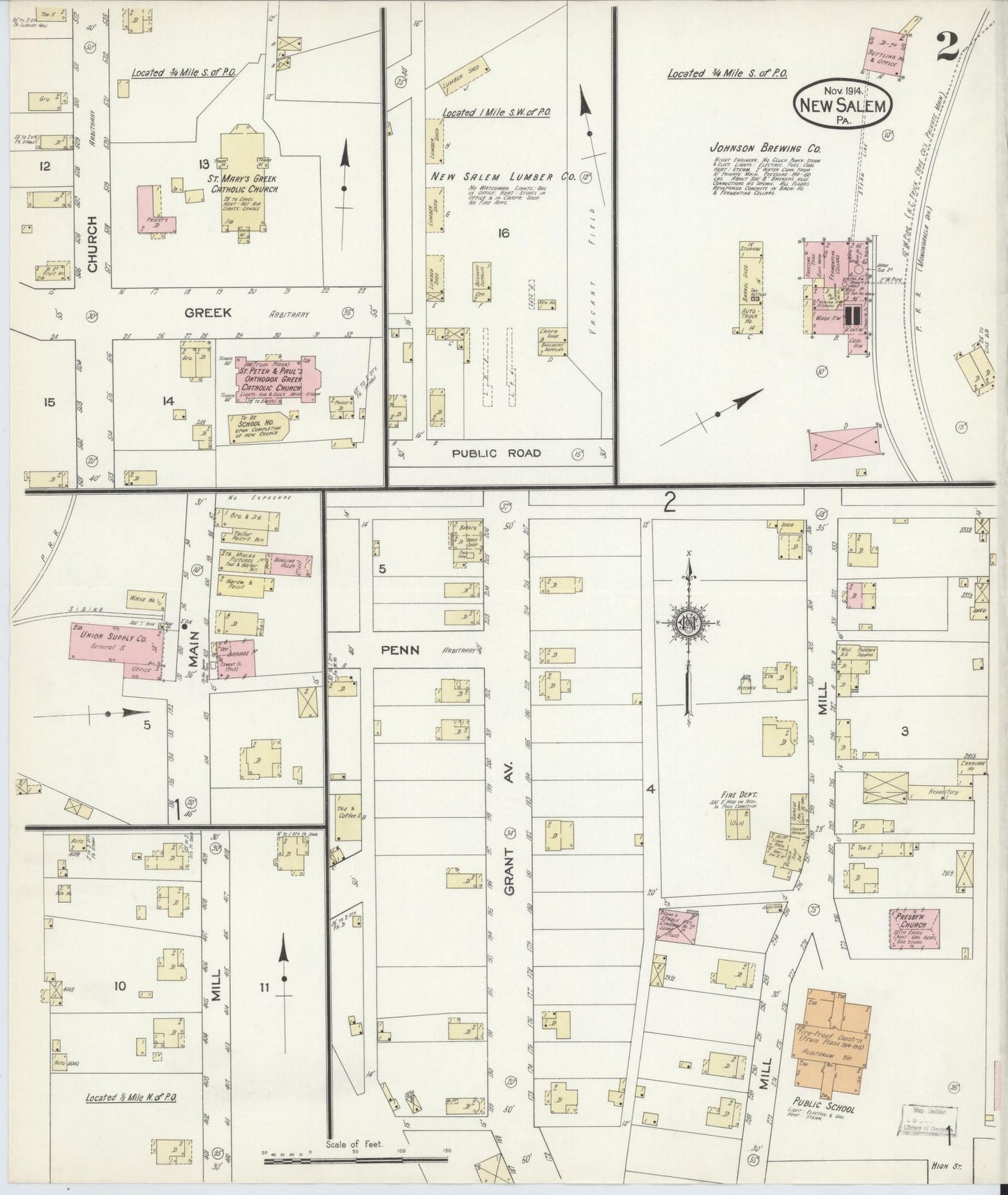 Sanborn Fire Insurance Map from New Salem, Fayette County, Pennsylvania (1914), Sheet #0002 - Complete Map Set gallery image, historic Sanborn map, vintage wall art, Pennsylvania Pennsylvania