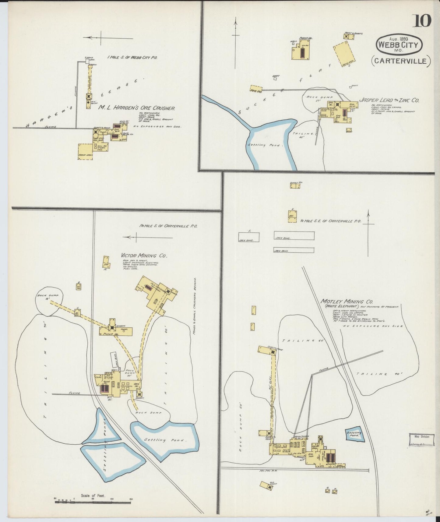 Sanborn Fire Insurance Map from Webb City, Jasper County, Missouri (1893), Sheet #0010 - Historic Sanborn Fire Insurance Map Print, vintage old map wall art, antique decor, genealogy gift, Missouri Missouri map