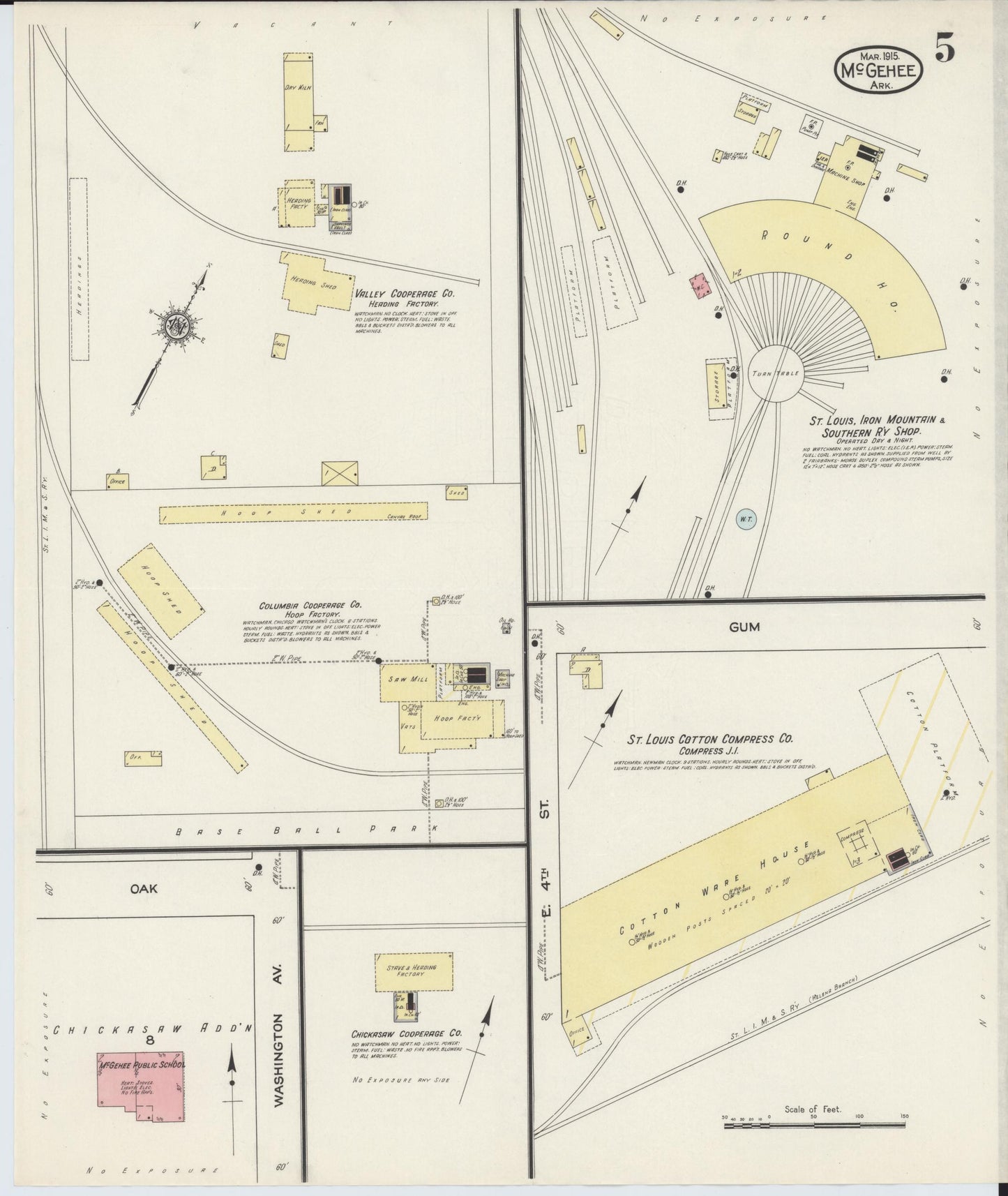 Sanborn Fire Insurance Map from McGehee, Desha County, Arkansas (1915), Sheet #0005 - Historic Sanborn Fire Insurance Map Print, vintage old map wall art, antique decor, genealogy gift, Arkansas Arkansas map
