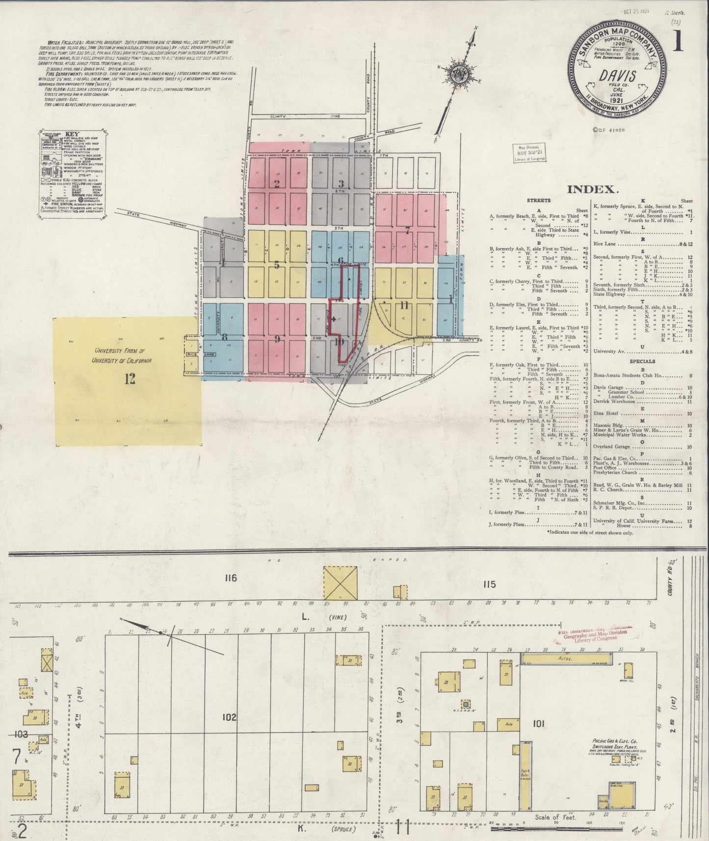 Sanborn Fire Insurance Map from Davis, Yolo County, California. (1921) – Historic Sanborn Fire Insurance Map Print