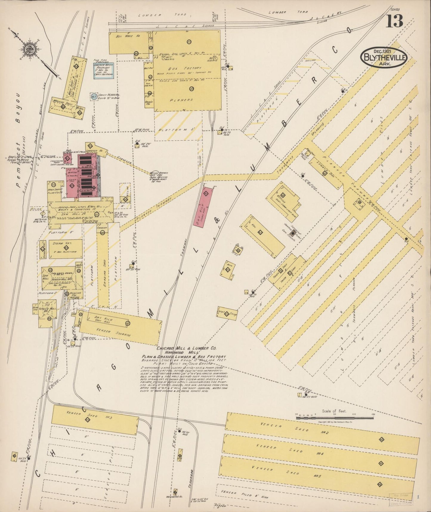 Sanborn Fire Insurance Map from Blytheville, Mississippi County, Arkansas (1921), Sheet #0013 - Historic Sanborn Fire Insurance Map Print, vintage old map wall art, antique decor, genealogy gift, Arkansas Arkansas map