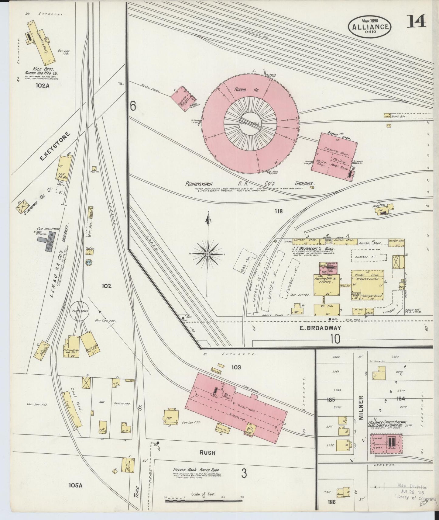 Sanborn Fire Insurance Map from Alliance, Stark County, Ohio (1898), Sheet #0014 - Historic Sanborn Fire Insurance Map Print, vintage old map wall art, antique decor, genealogy gift, Ohio Ohio map