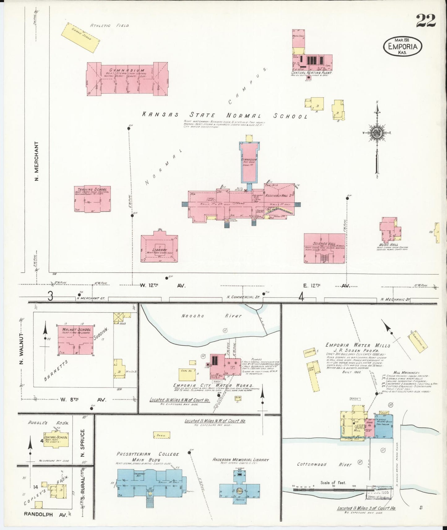 Sanborn Fire Insurance Map from Emporia, Lyon County, Kansas (1911), Sheet #0022 - Complete Map Set gallery image, historic Sanborn map, vintage wall art, Kansas Kansas