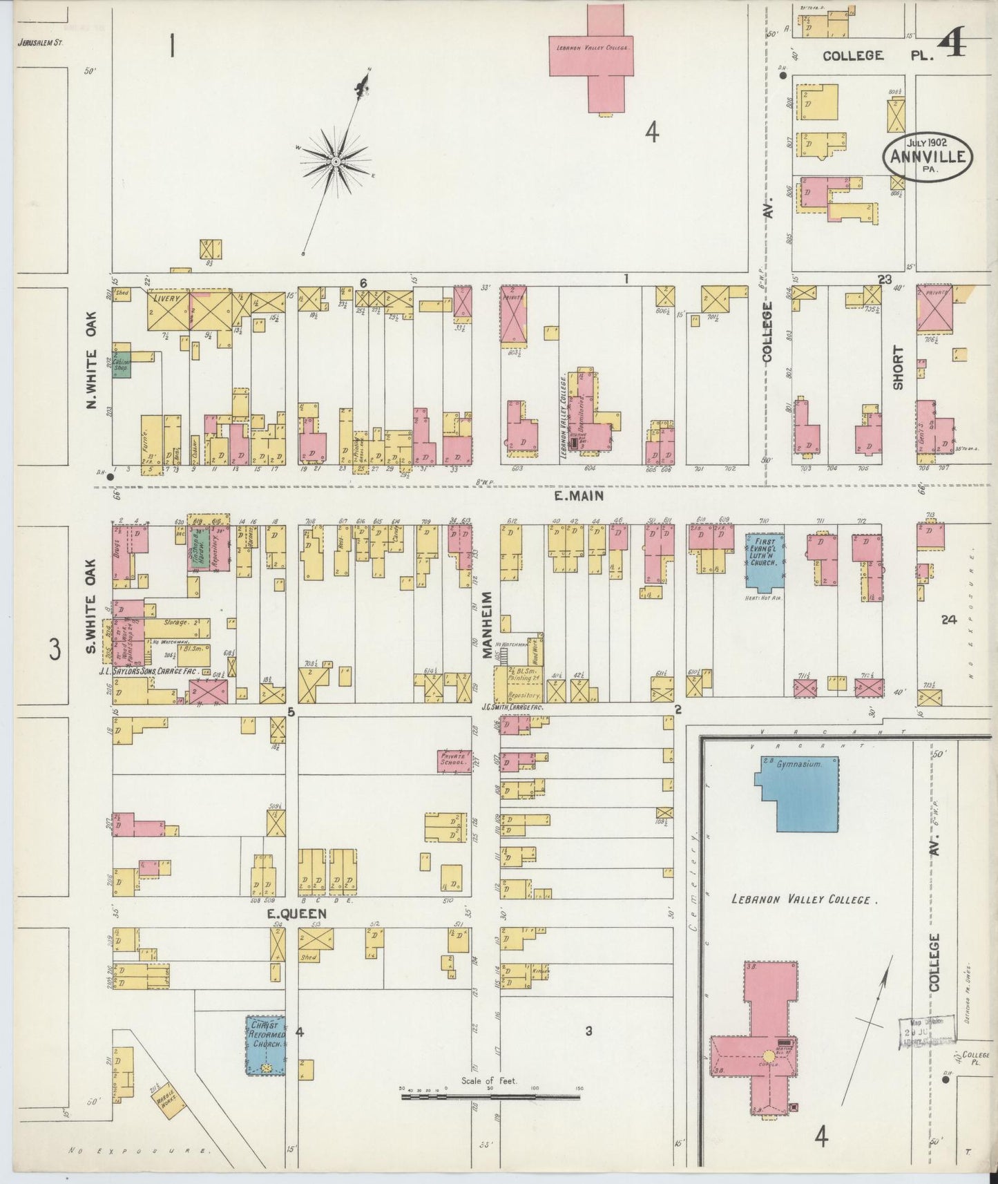 Sanborn Fire Insurance Map from Annville, Lebanon County, Pennsylvania (1902), Sheet #0004 - Historic Sanborn Fire Insurance Map Print, vintage old map wall art, antique decor, genealogy gift, Pennsylvania Pennsylvania map
