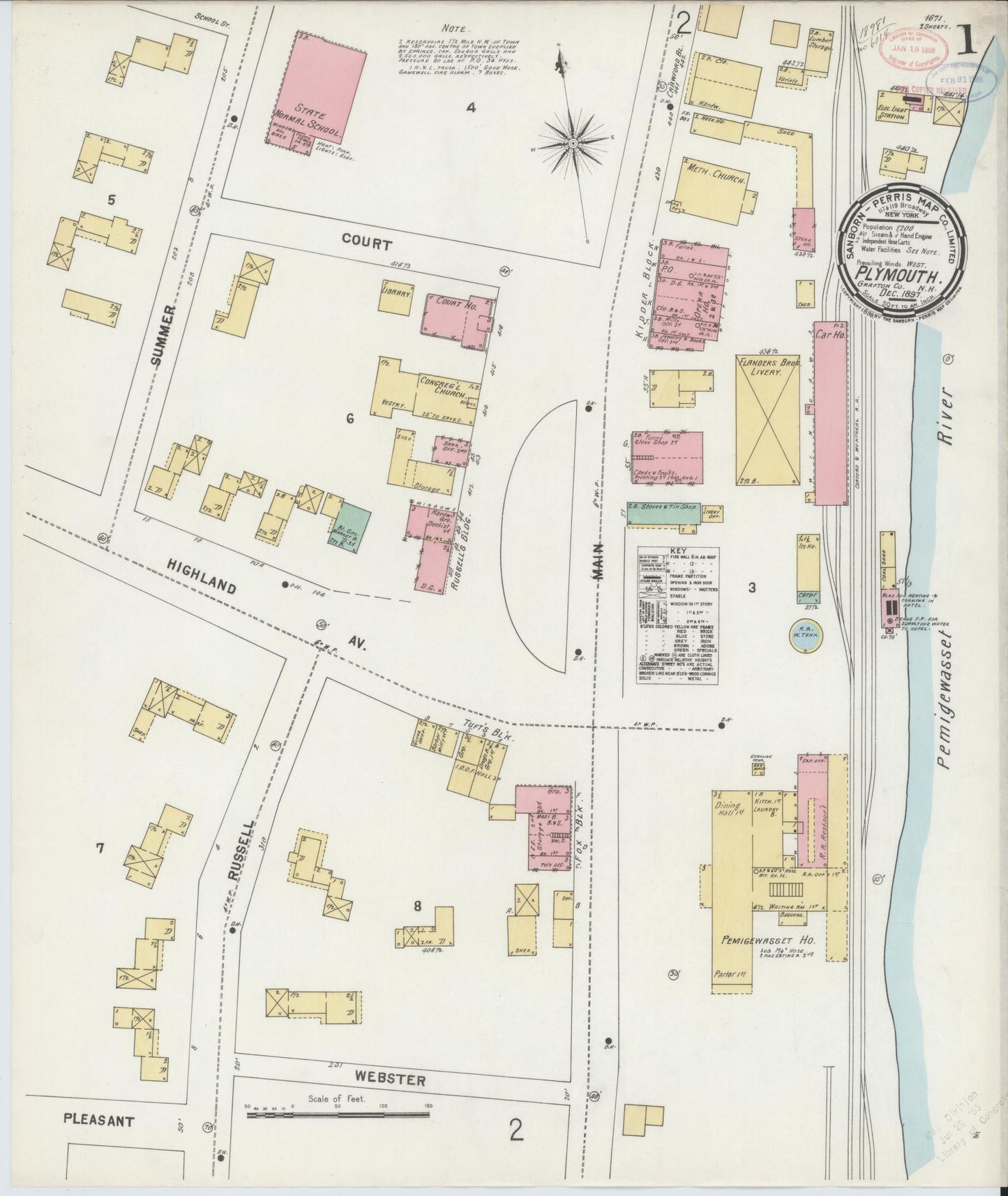 Sanborn Fire Insurance Map from Plymouth, Grafton County, New Hampshire. (1897) – Historic Sanborn Fire Insurance Map Print