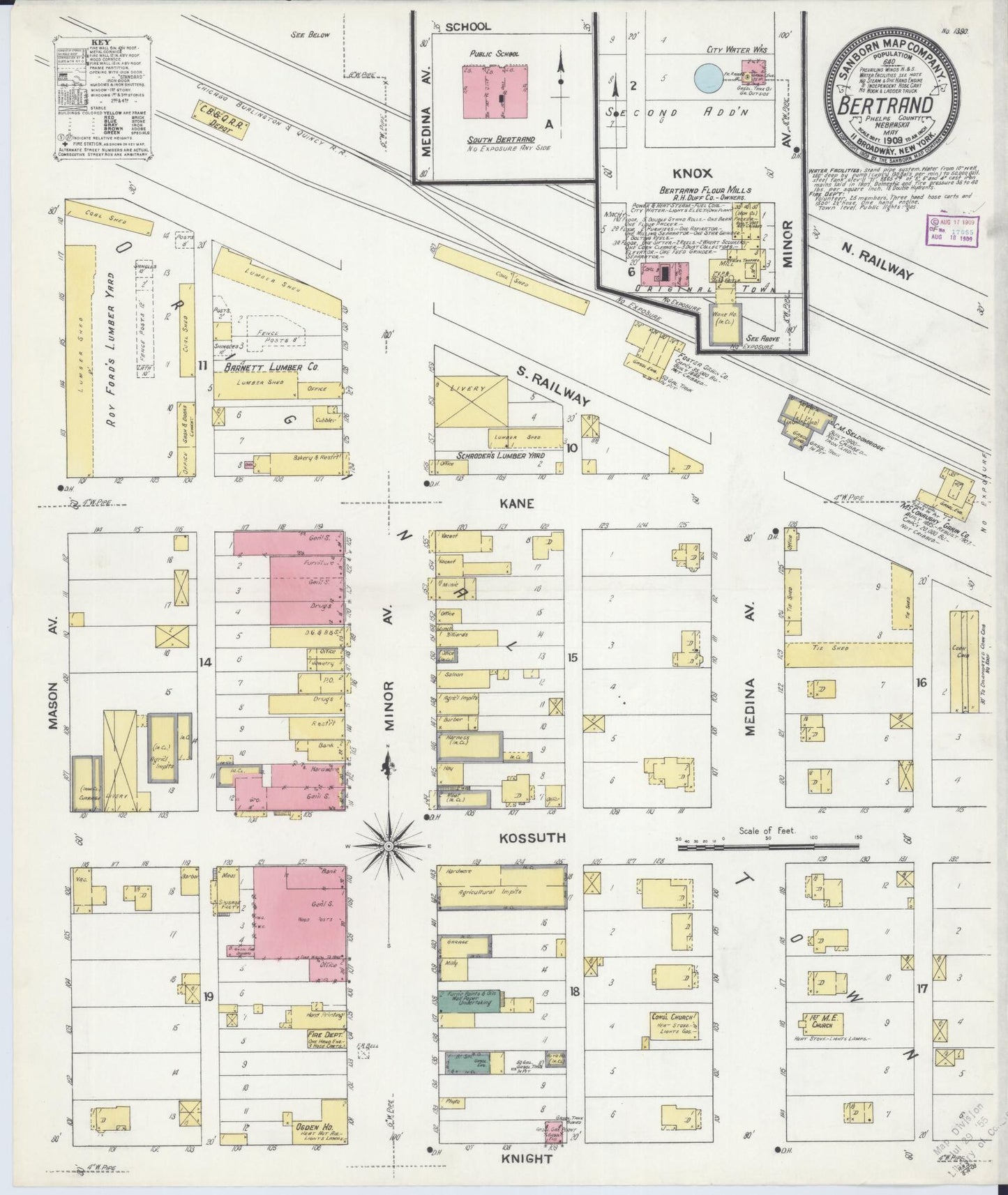 Sanborn Fire Insurance Map from Bertran, Phelps County, Nebraska (1909), Sheet #0001 - Historic Sanborn Fire Insurance Map Print, vintage old map wall art, antique decor, genealogy gift, Nebraska Nebraska map