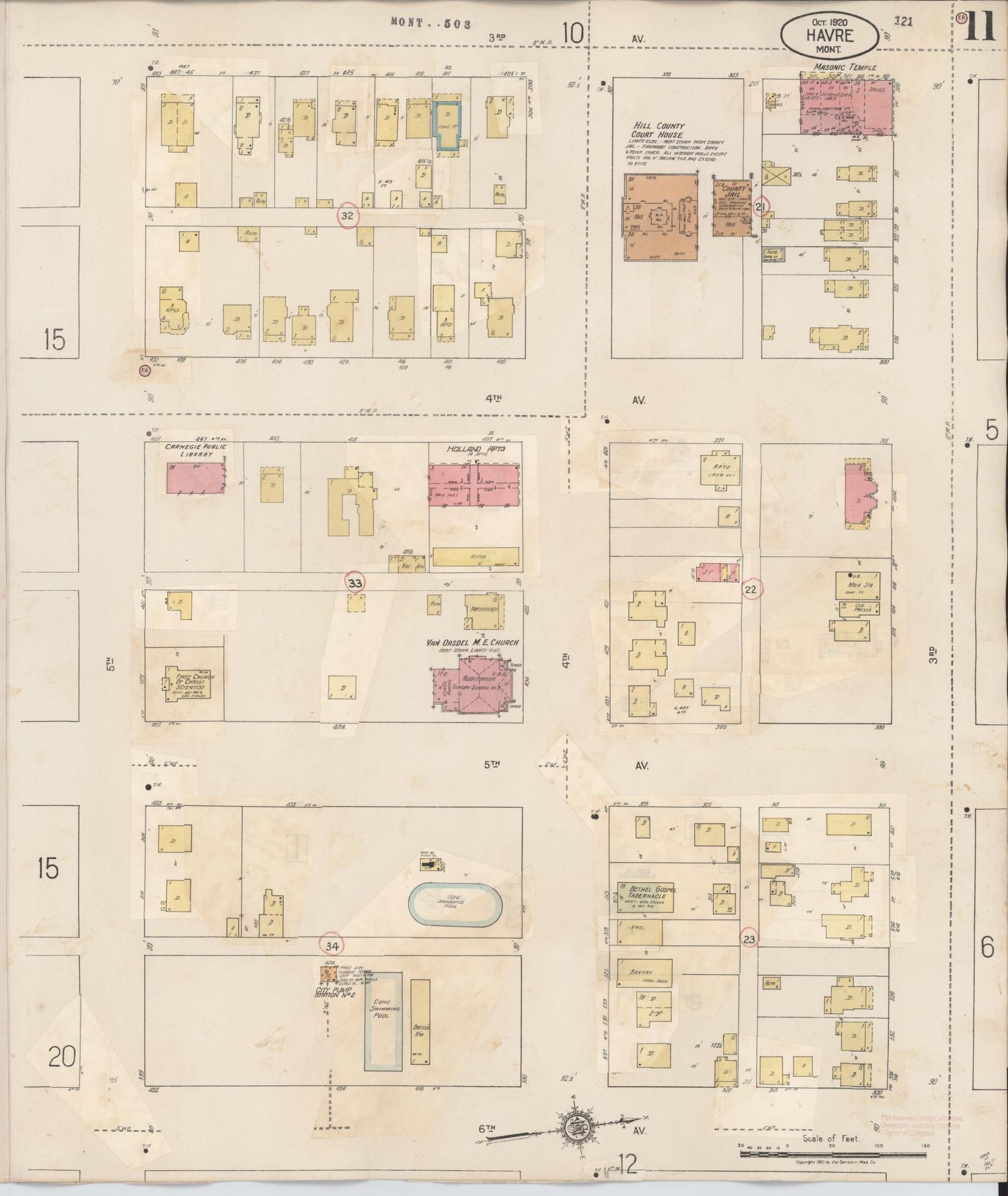 Sanborn Fire Insurance Map from Havre, Hill County, Montana (1943), Sheet #0011 - Historic Sanborn Fire Insurance Map Print, vintage old map wall art, antique decor, genealogy gift, Montana Montana map