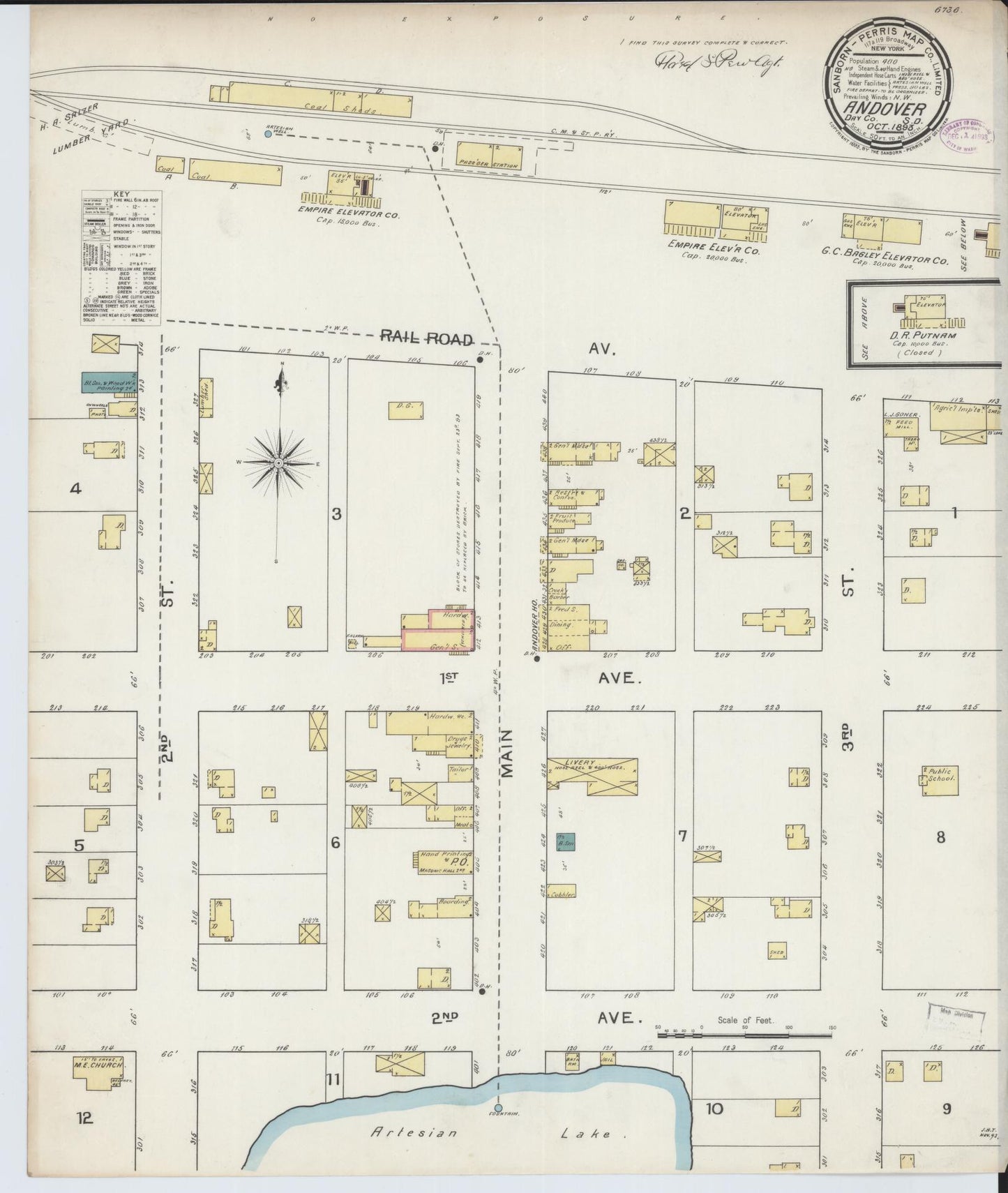 Sanborn Fire Insurance Map from Andover, Day County, South Dakota (1893), Sheet #0001 - Historic Sanborn Fire Insurance Map Print, vintage old map wall art, antique decor, genealogy gift, South Dakota South Dakota map