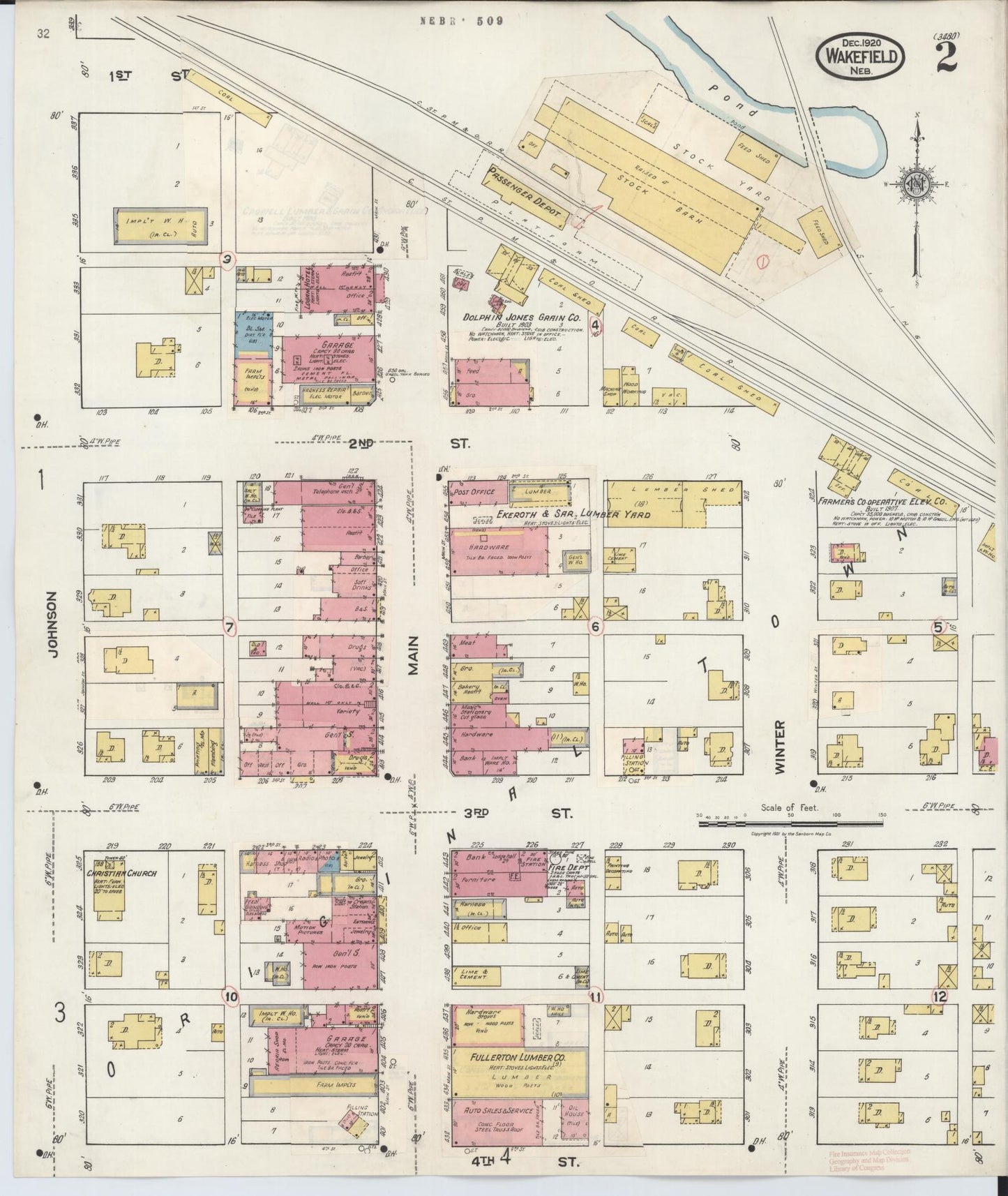 Sanborn Fire Insurance Map from Wakefield, Dixon County, Nebraska (1930), Sheet #0002 - Historic Sanborn Fire Insurance Map Print, vintage old map wall art, antique decor, genealogy gift, Nebraska Nebraska map