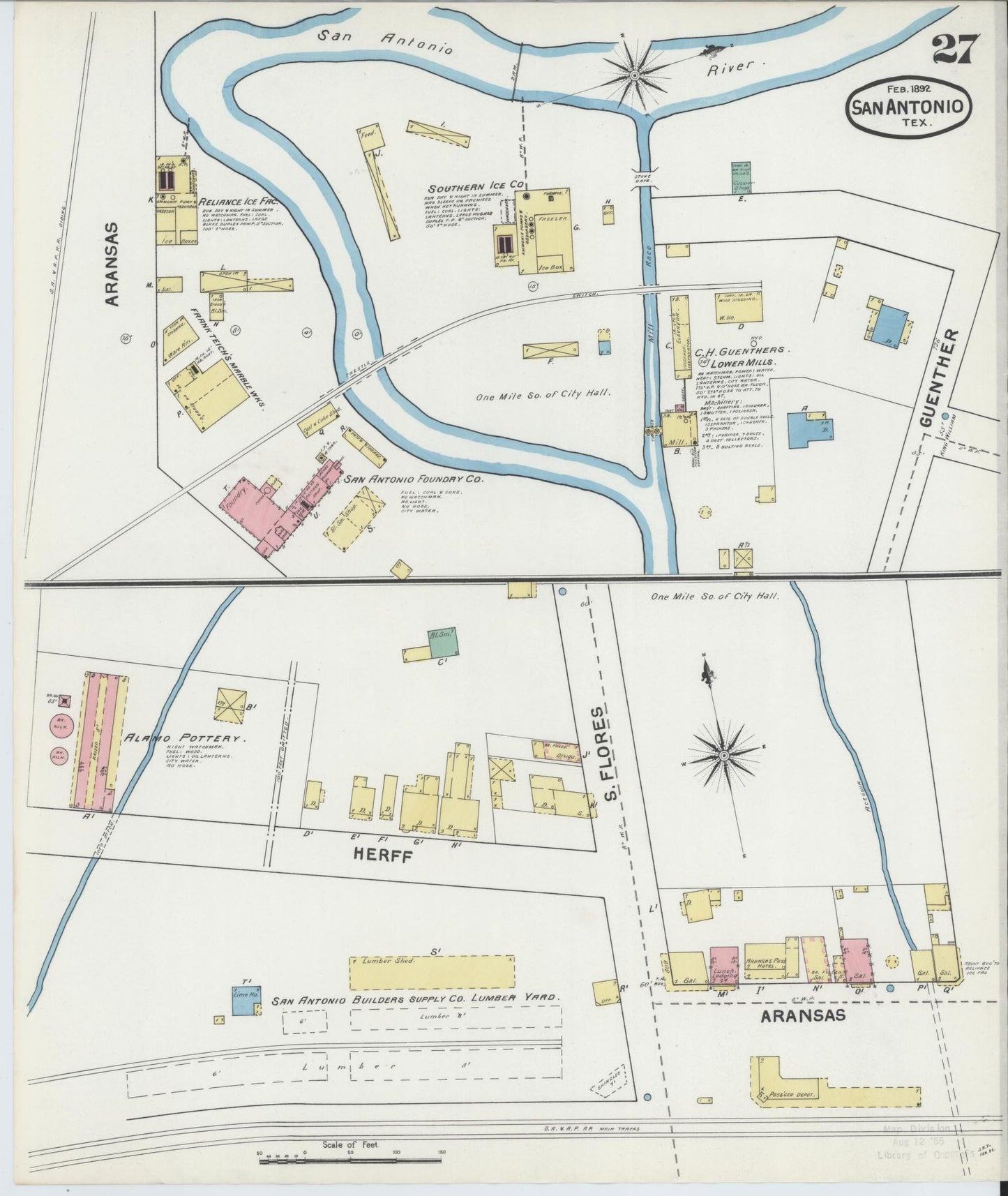 Sanborn Fire Insurance Map from San Antonio, Bexar County, Texas. (1892), Sheet 27 – Historic Sanborn Fire Insurance Map Print
