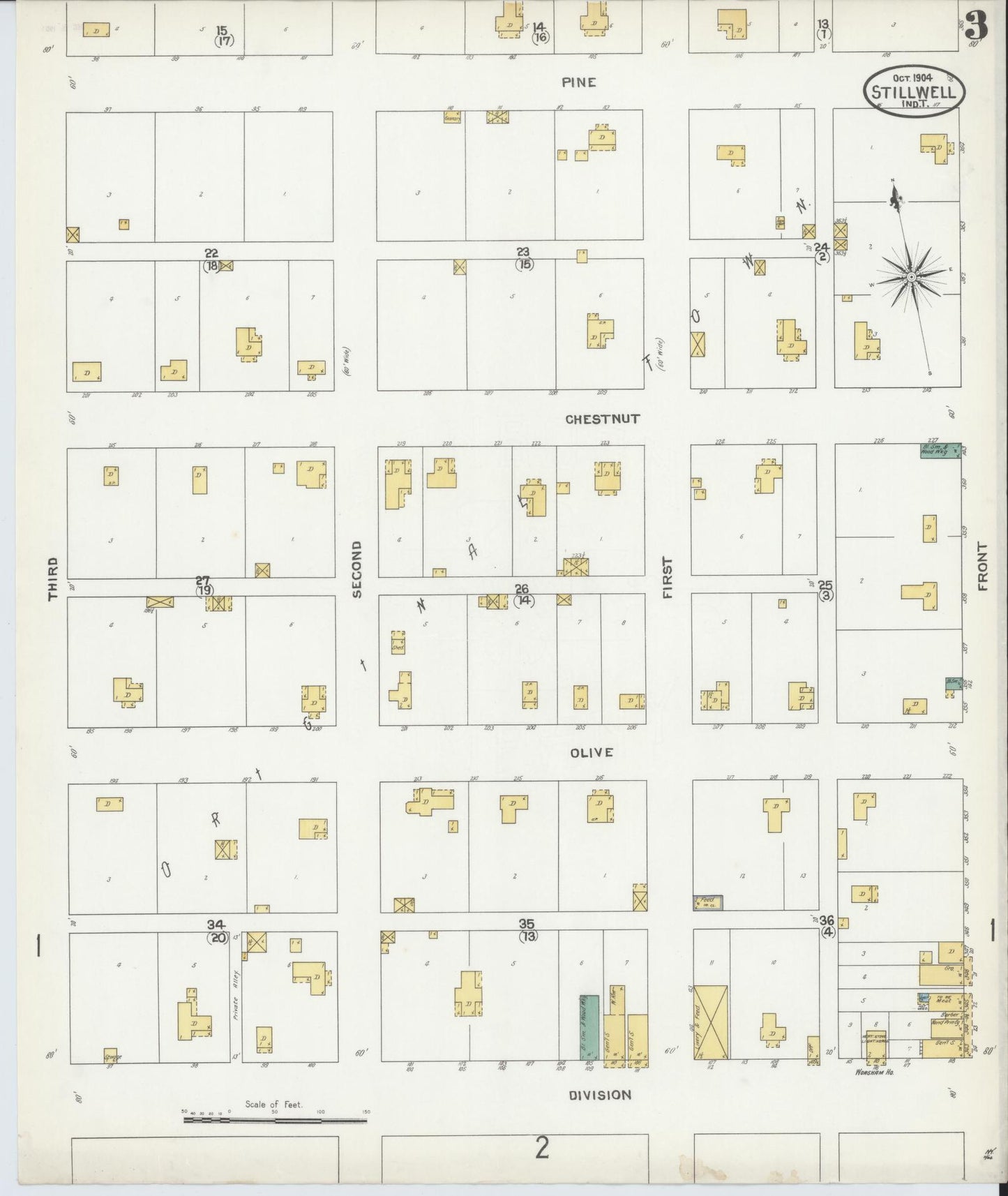 Sanborn Fire Insurance Map from Stillwell, Adair County, Oklahoma (1904), Sheet #0003 - Complete Map Set gallery image, historic Sanborn map, vintage wall art, Oklahoma Oklahoma