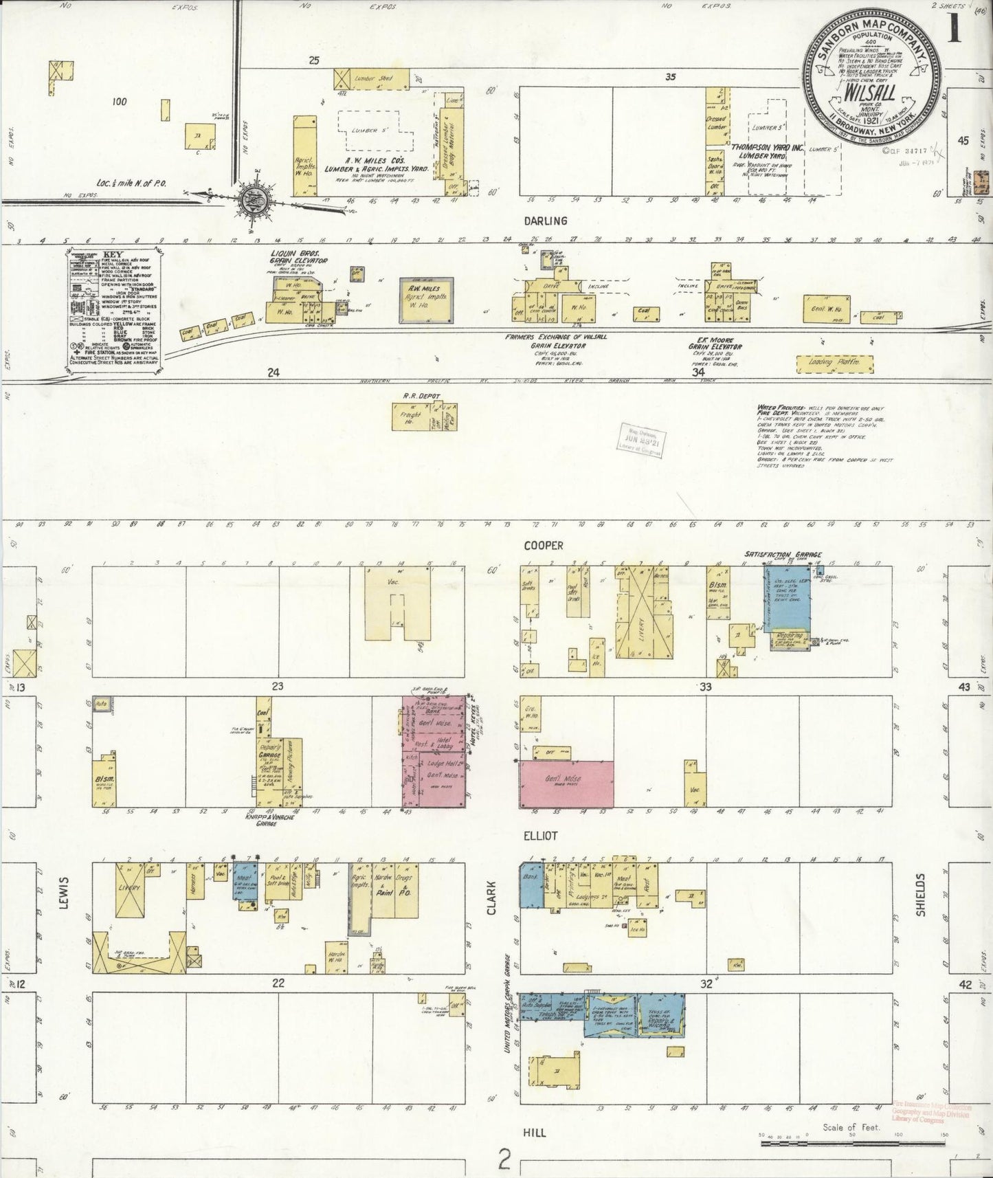 Sanborn Fire Insurance Map from Wilsall, Park County, Montana (1921), Sheet #0001 - Historic Sanborn Fire Insurance Map Print, vintage old map wall art, antique decor, genealogy gift, Montana Montana map