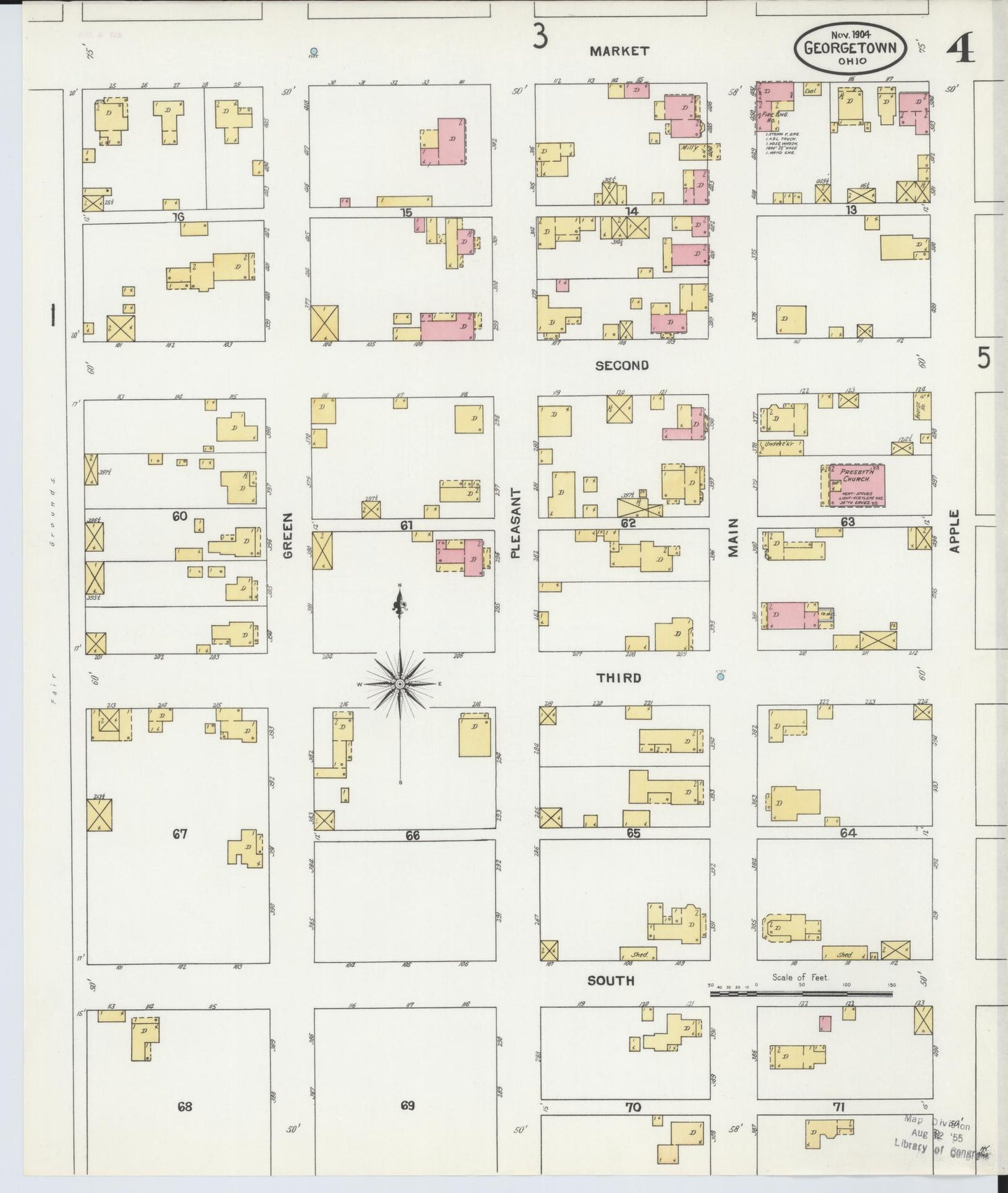 Sanborn Fire Insurance Map from Georgetown, Brown County, Ohio (1904), Sheet #0004 - Complete Map Set gallery image, historic Sanborn map, vintage wall art, Ohio Ohio