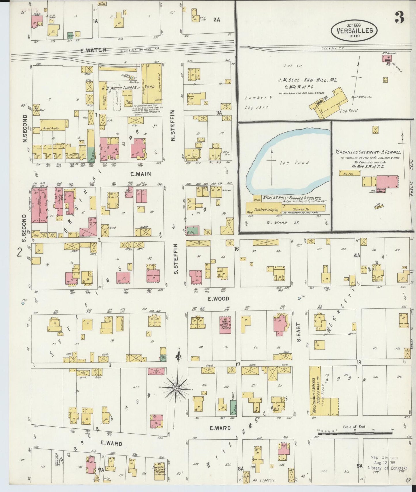 Sanborn Fire Insurance Map from Versailles, Darke County, Ohio (1898), Sheet #0003 - Historic Sanborn Fire Insurance Map Print, vintage old map wall art, antique decor, genealogy gift, Ohio Ohio map