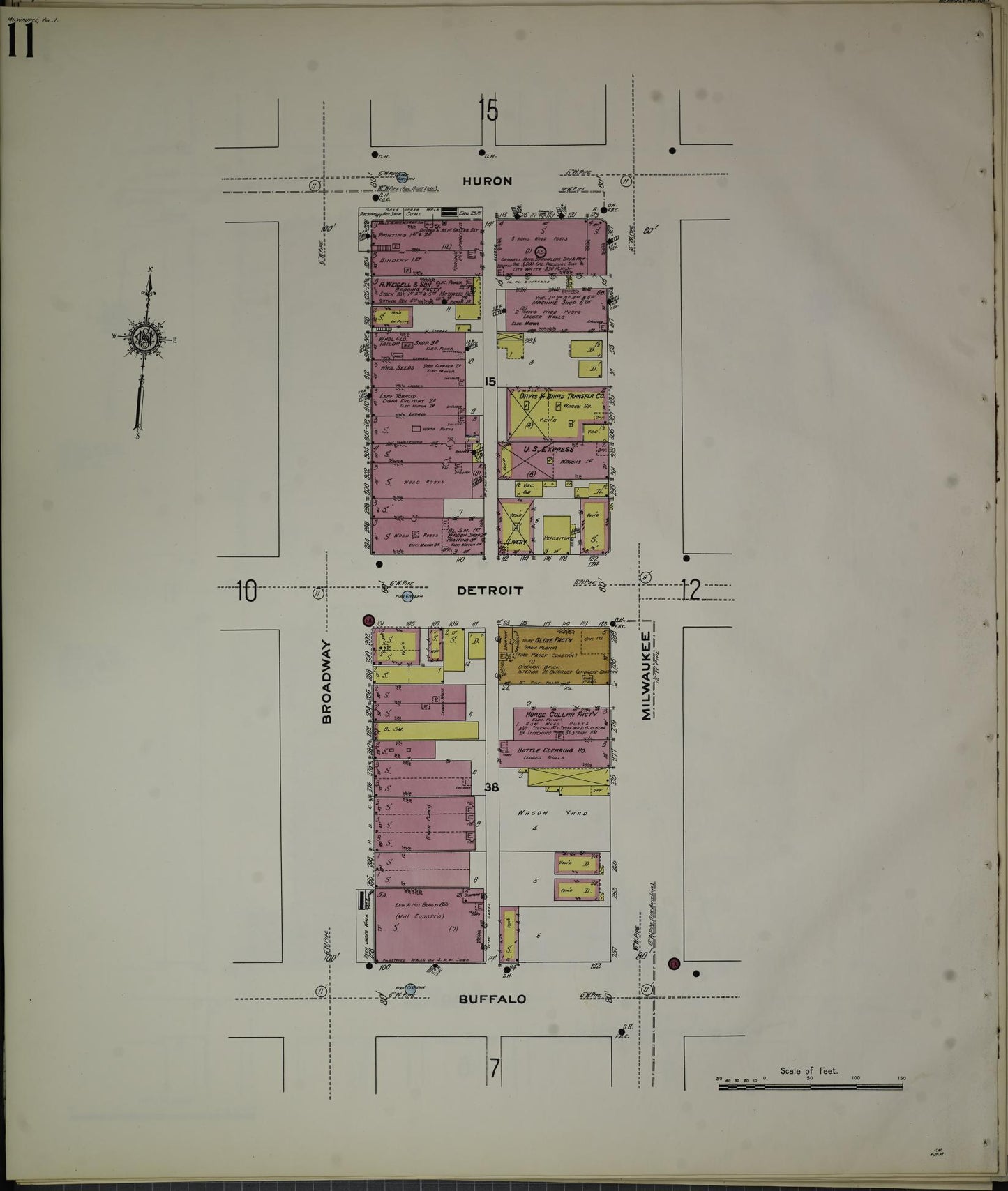 Sanborn Fire Insurance Map from Milwaukee, Milwaukee County, Wisconsin (1910), Sheet #0011 - Historic Sanborn Fire Insurance Map Print, vintage old map wall art, antique decor, genealogy gift, Wisconsin Wisconsin map
