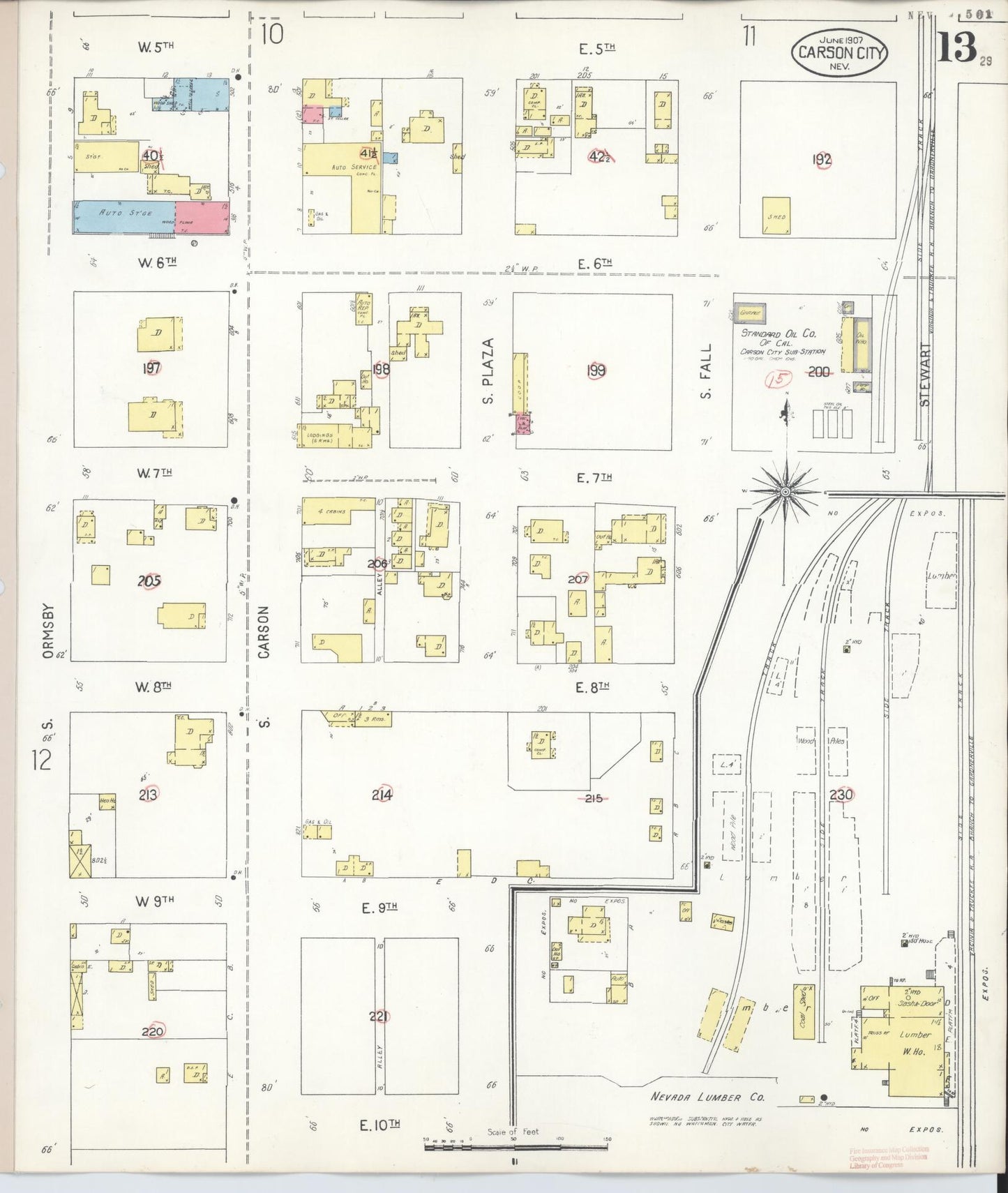 Sanborn Fire Insurance Map from Carson City, Carson City County, Nevada (1941), Sheet #0013 - Historic Sanborn Fire Insurance Map Print, vintage old map wall art, antique decor, genealogy gift, Nevada Nevada map