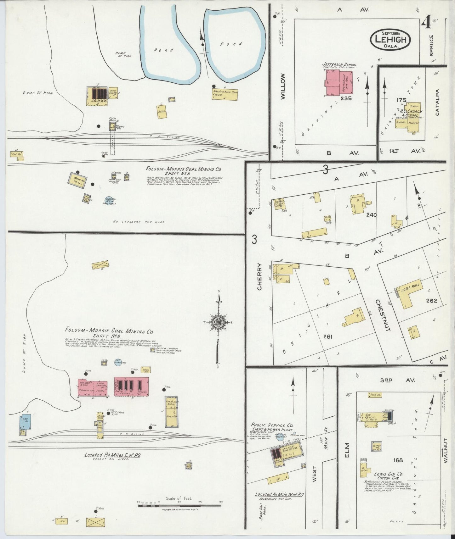Sanborn Fire Insurance Map from Lehigh, Coal County, Oklahoma (1918), Sheet #0004 - Historic Sanborn Fire Insurance Map Print, vintage old map wall art, antique decor, genealogy gift, Oklahoma Oklahoma map