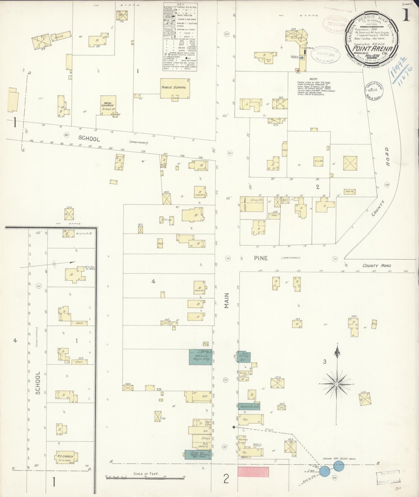 Sanborn Fire Insurance Map from Point Arena, Mendocino County, California. (1898) – Historic Sanborn Fire Insurance Map Print