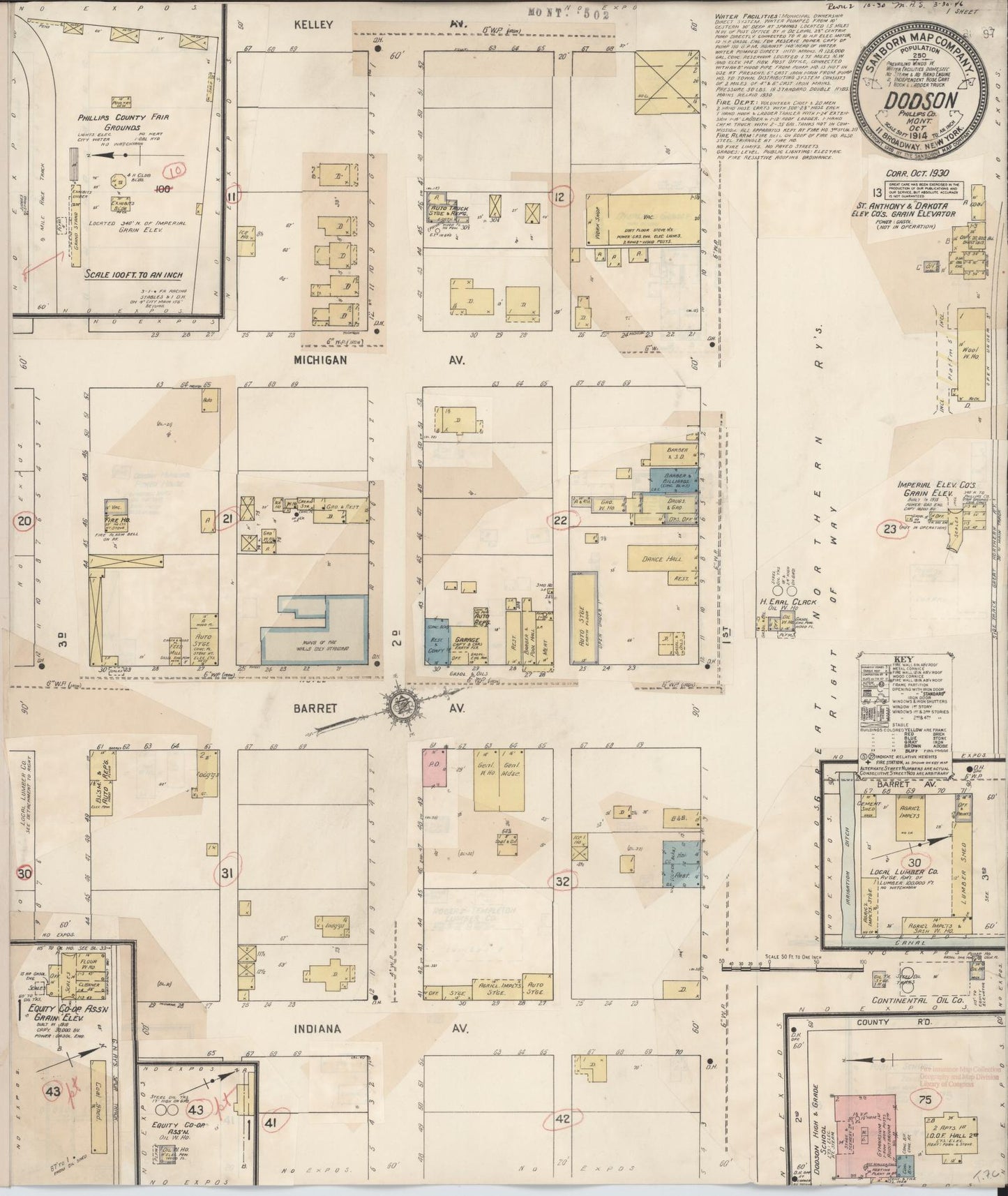 Sanborn Fire Insurance Map from Dodson, Phillips County, Montana (1930), Sheet #0001 - Historic Sanborn Fire Insurance Map Print, vintage old map wall art, antique decor, genealogy gift, Montana Montana map