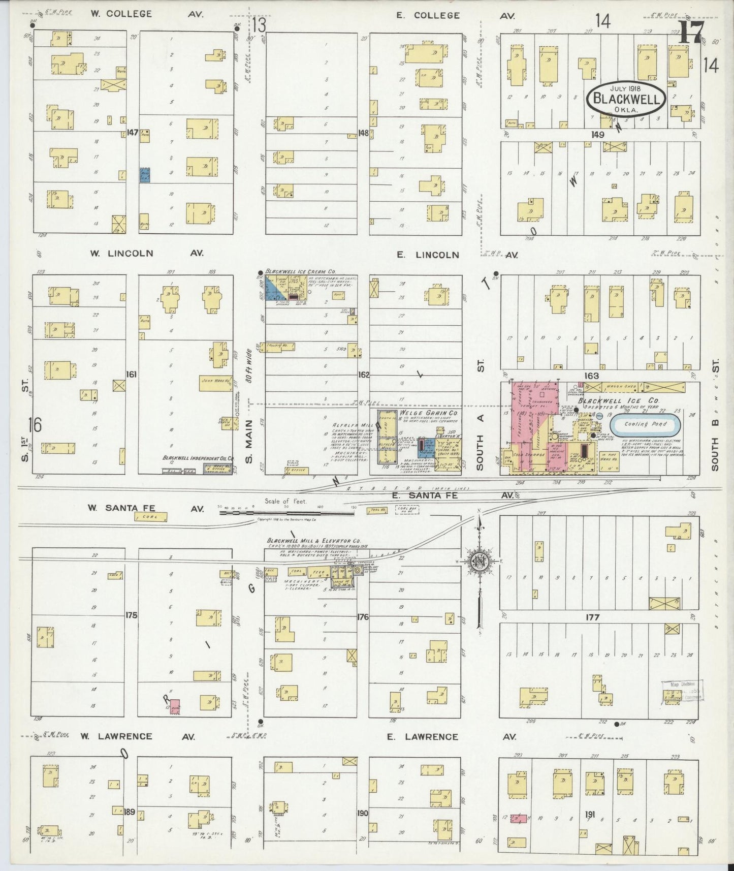 Sanborn Fire Insurance Map from Blackwell, Kay County, Oklahoma (1918), Sheet #0017 - Historic Sanborn Fire Insurance Map Print, vintage old map wall art, antique decor, genealogy gift, Oklahoma Oklahoma map