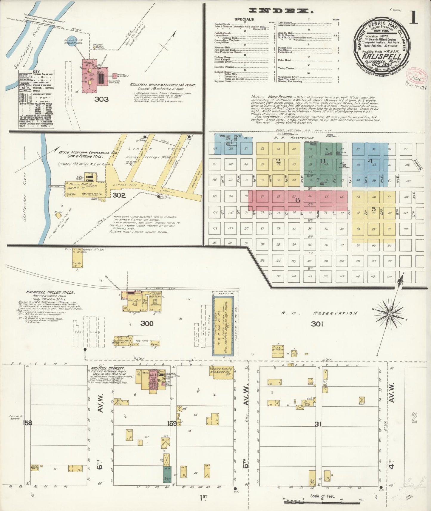 Sanborn Fire Insurance Map from Kalispell, Flathead County, Montana (1894), Sheet #0001 - Historic Sanborn Fire Insurance Map Print, vintage old map wall art, antique decor, genealogy gift, Montana Montana map