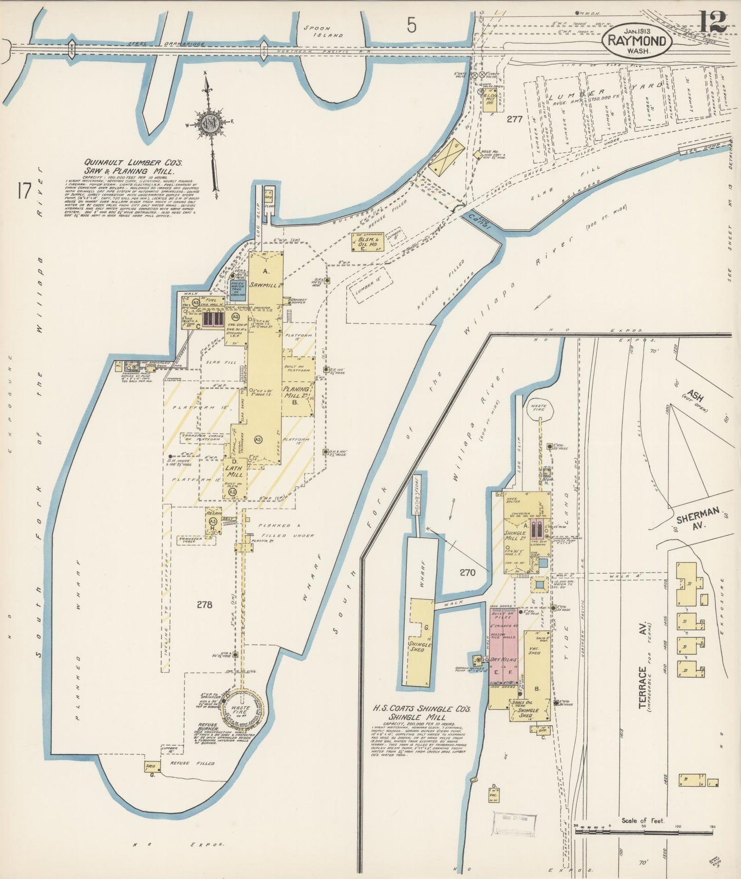 Sanborn Fire Insurance Map from Raymond, Pacific County, Washington (1913), Sheet #0012 - Complete Map Set gallery image, historic Sanborn map, vintage wall art, Washington Washington