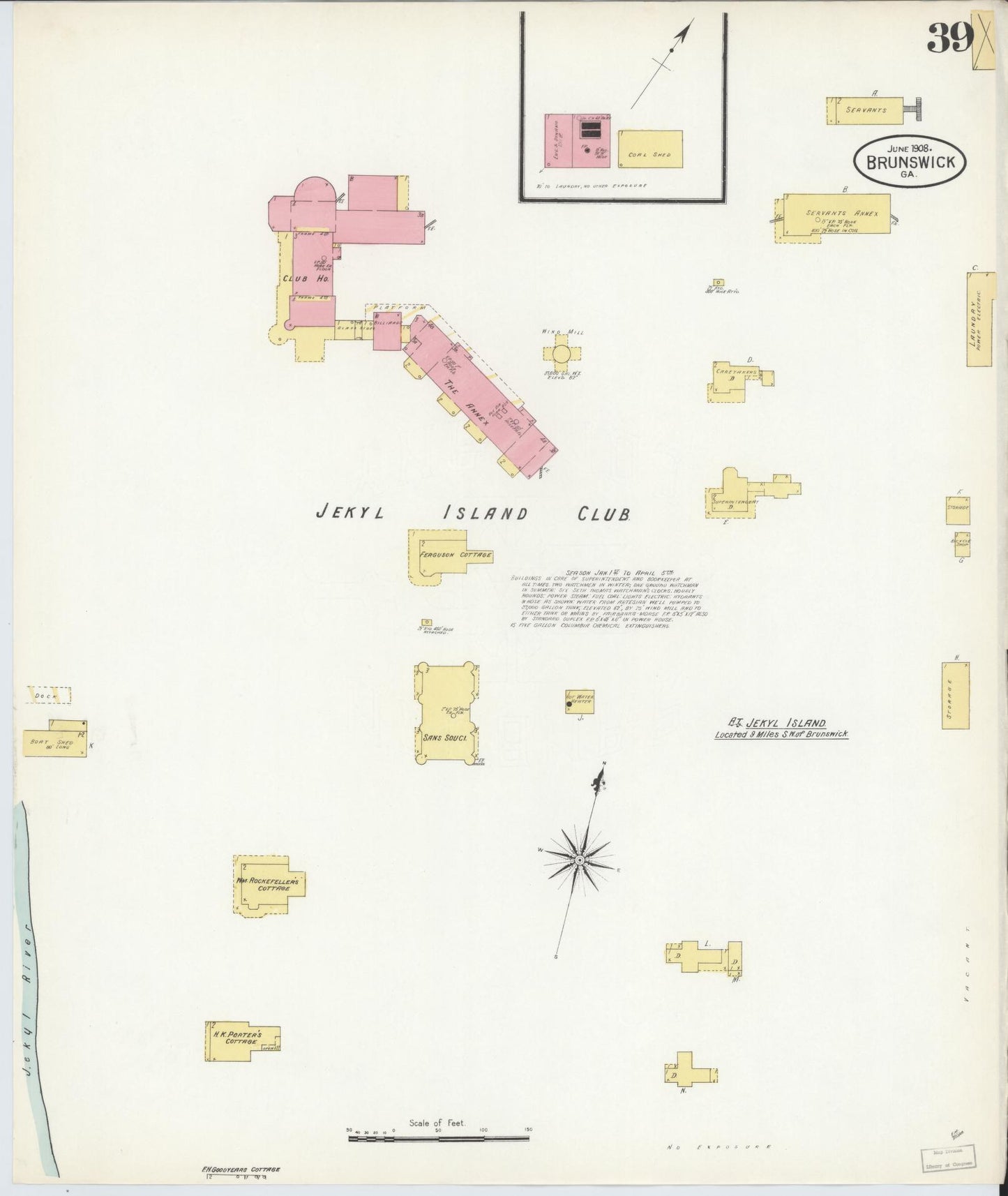 Sanborn Fire Insurance Map from Brunswick, Glynn County, Georgia (1908), Sheet #0039 - Complete Map Set gallery image, historic Sanborn map, vintage wall art, Georgia Georgia